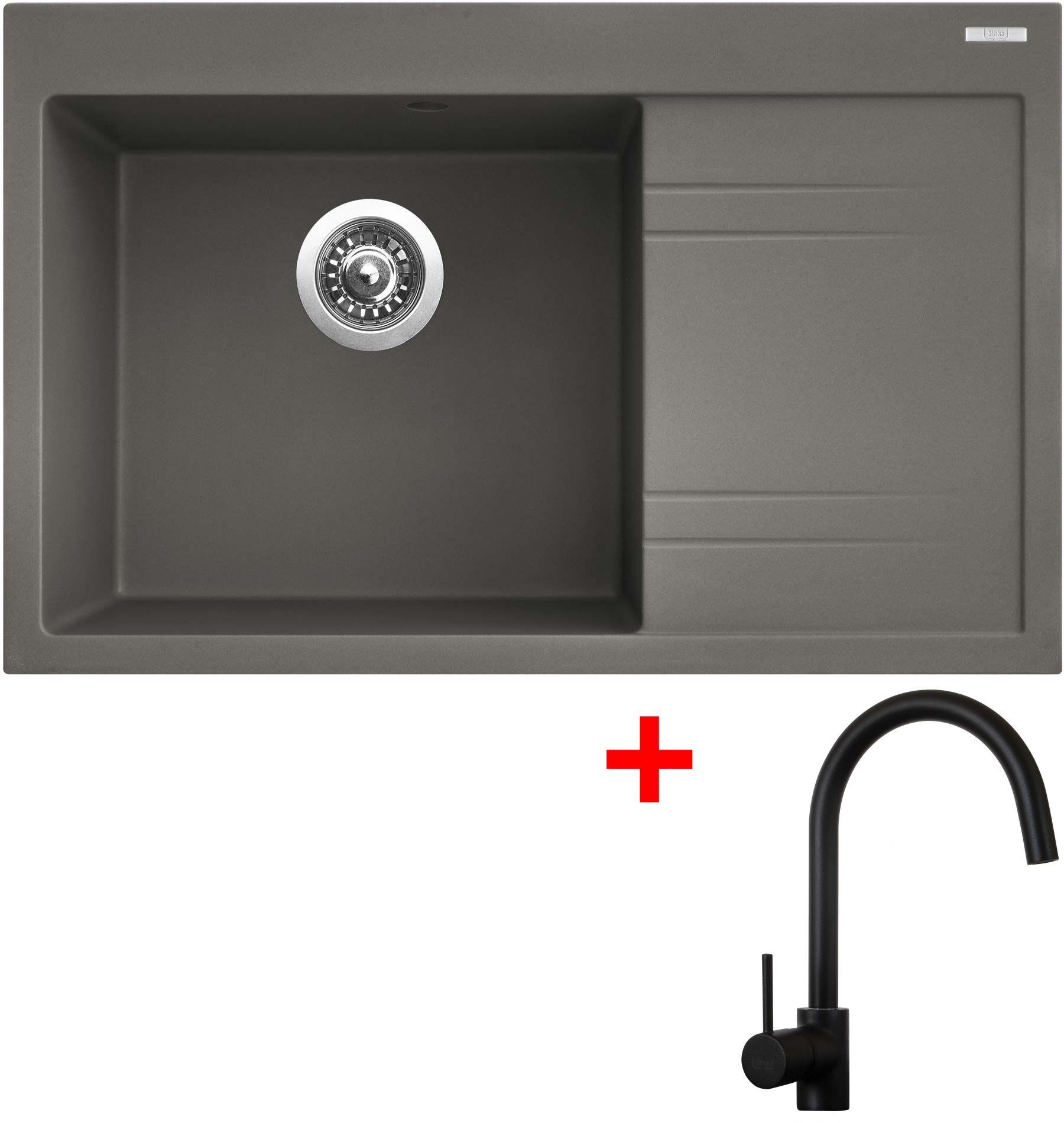 Sinks Rim 780 L Truffle + Vitalia, čierna, matná