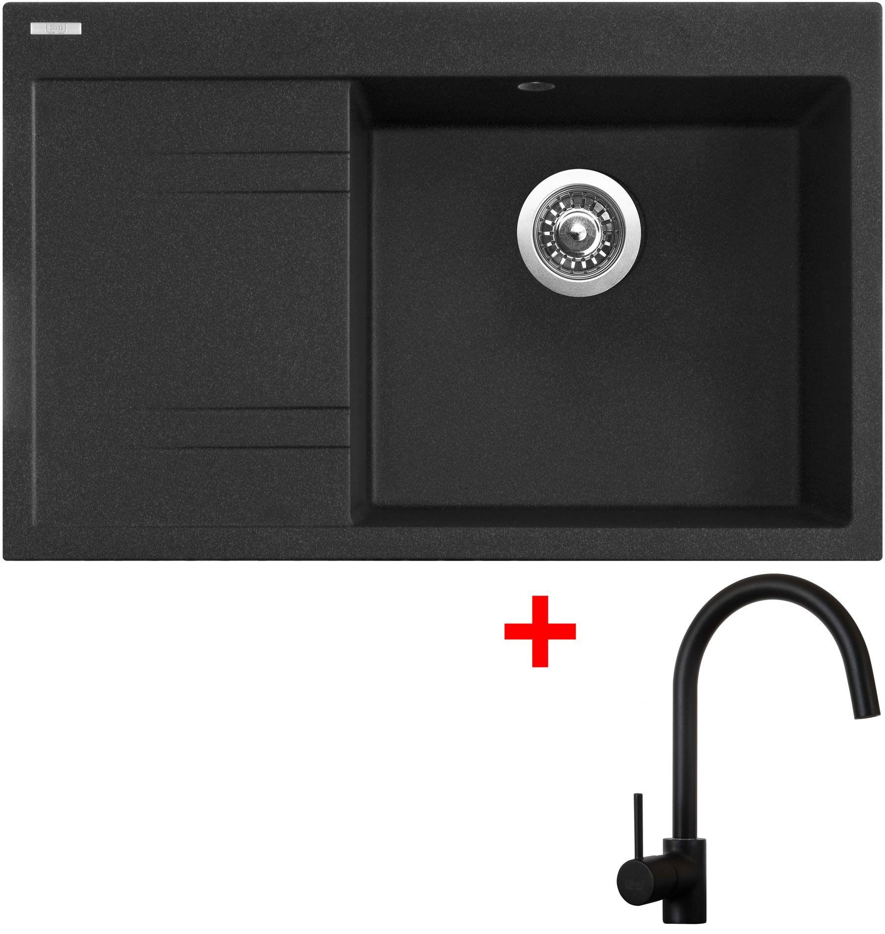 Sinks Rim 780 P Granblack + Vitalia, čierna, matná
