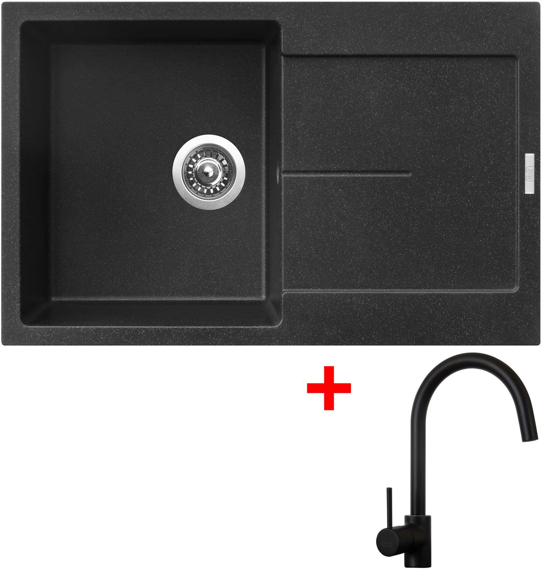 Sinks Ultima 790 Granblack + Vitalia, čierna, matná
