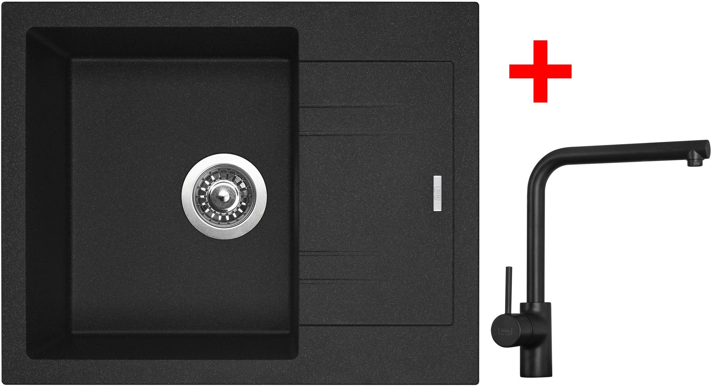 Sinks LINEA 600 Granblack + Elka čierna matná