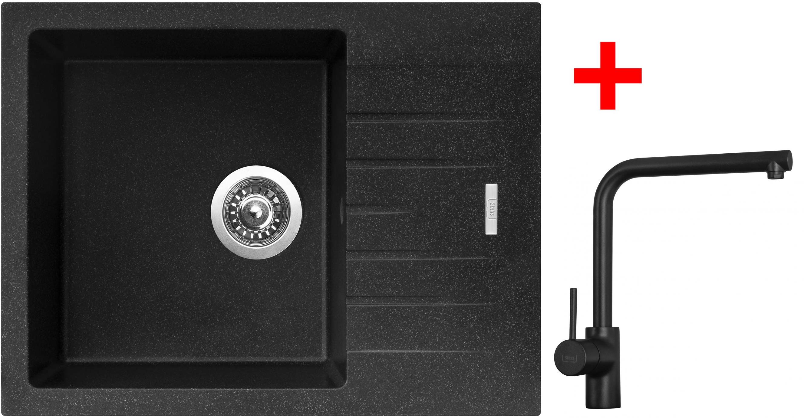 Sinks PERFECTO 650 Granblack + Elka čierna matná