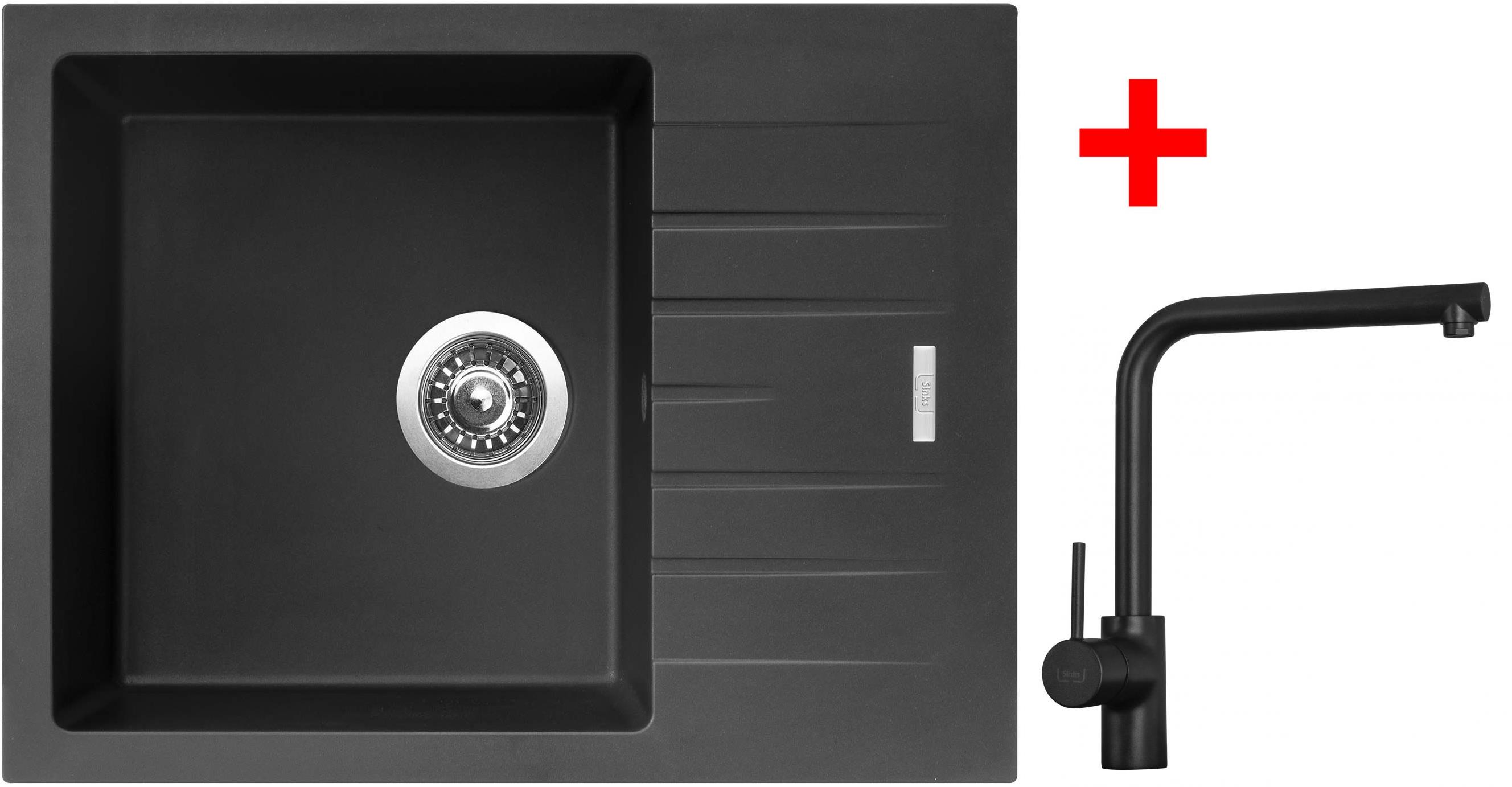 Sinks PERFECTO 650 Pureblack + Elka čierna matná
