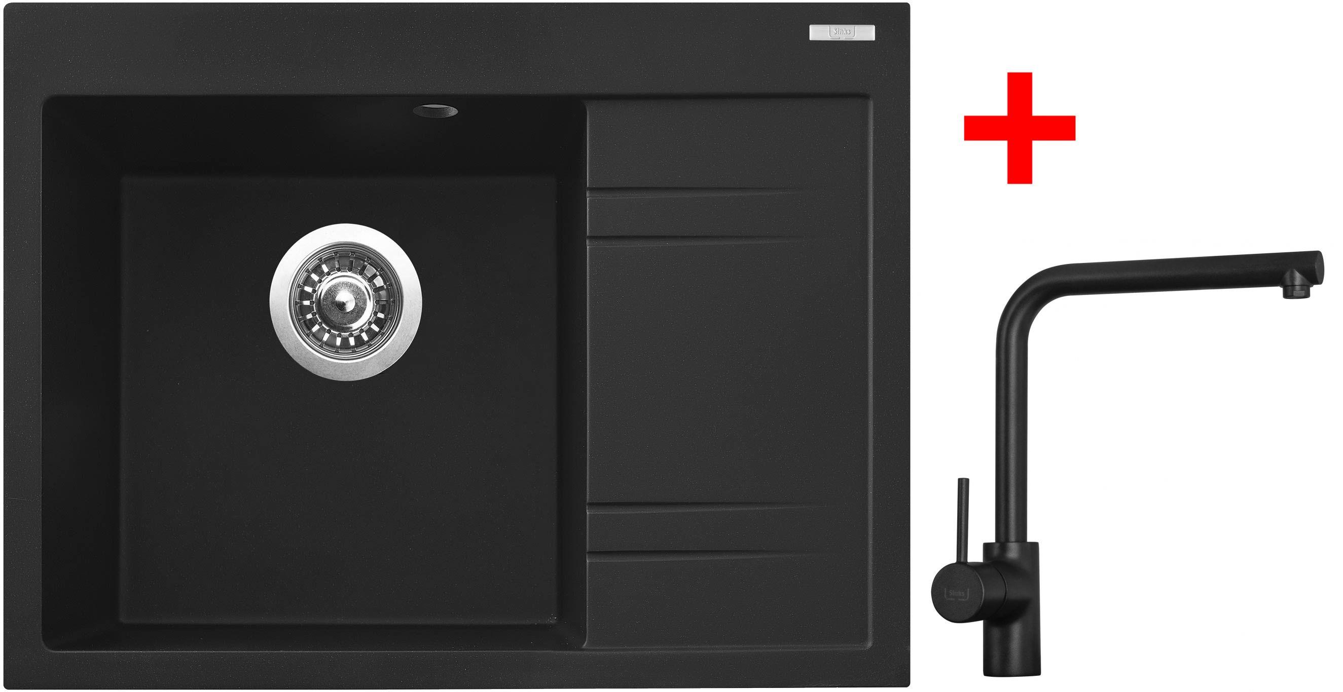Sinks RIM 650 L Metalblack + Elka čierna matná