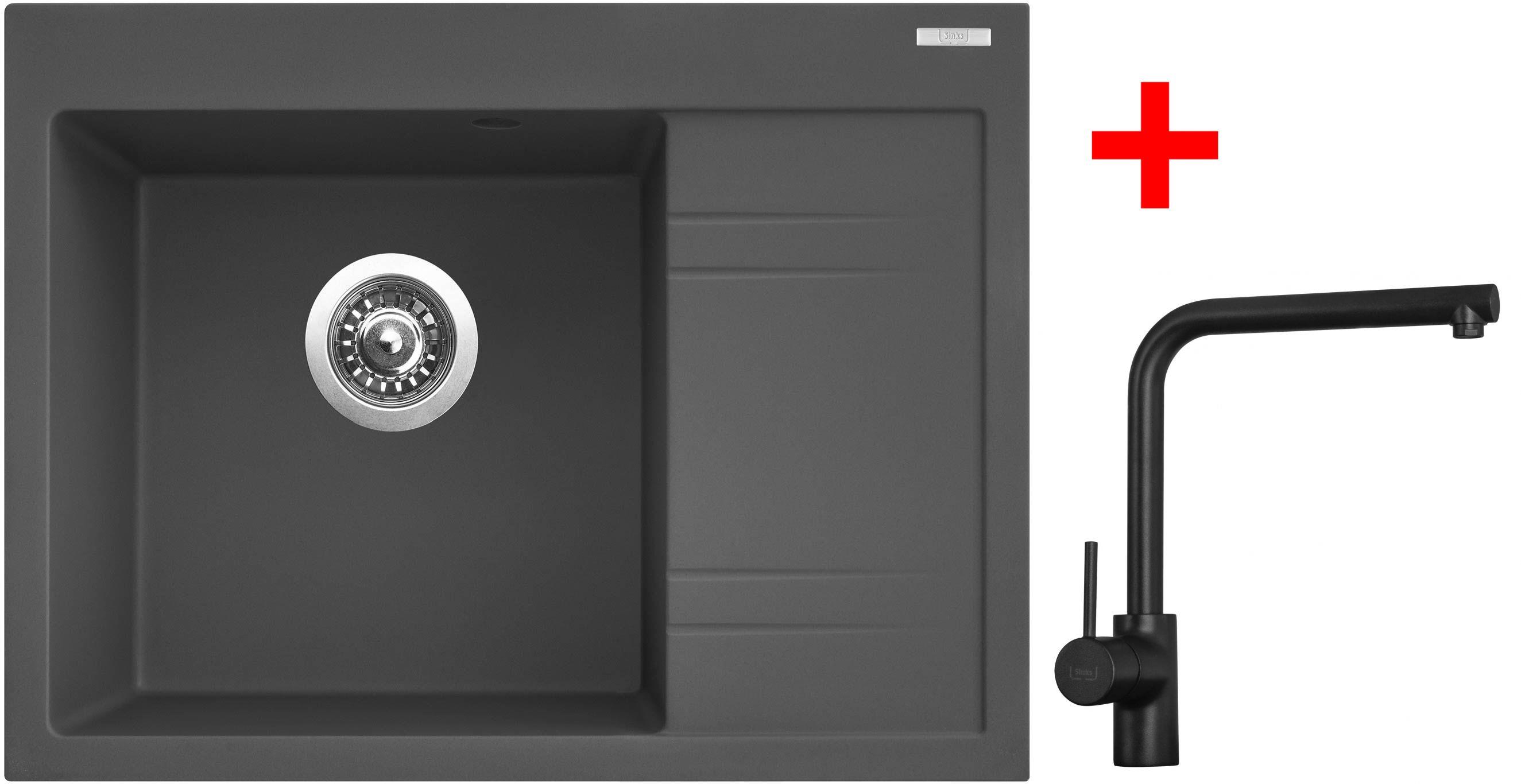 Sinks RIM 650 L Titanium + Elka čierna matná