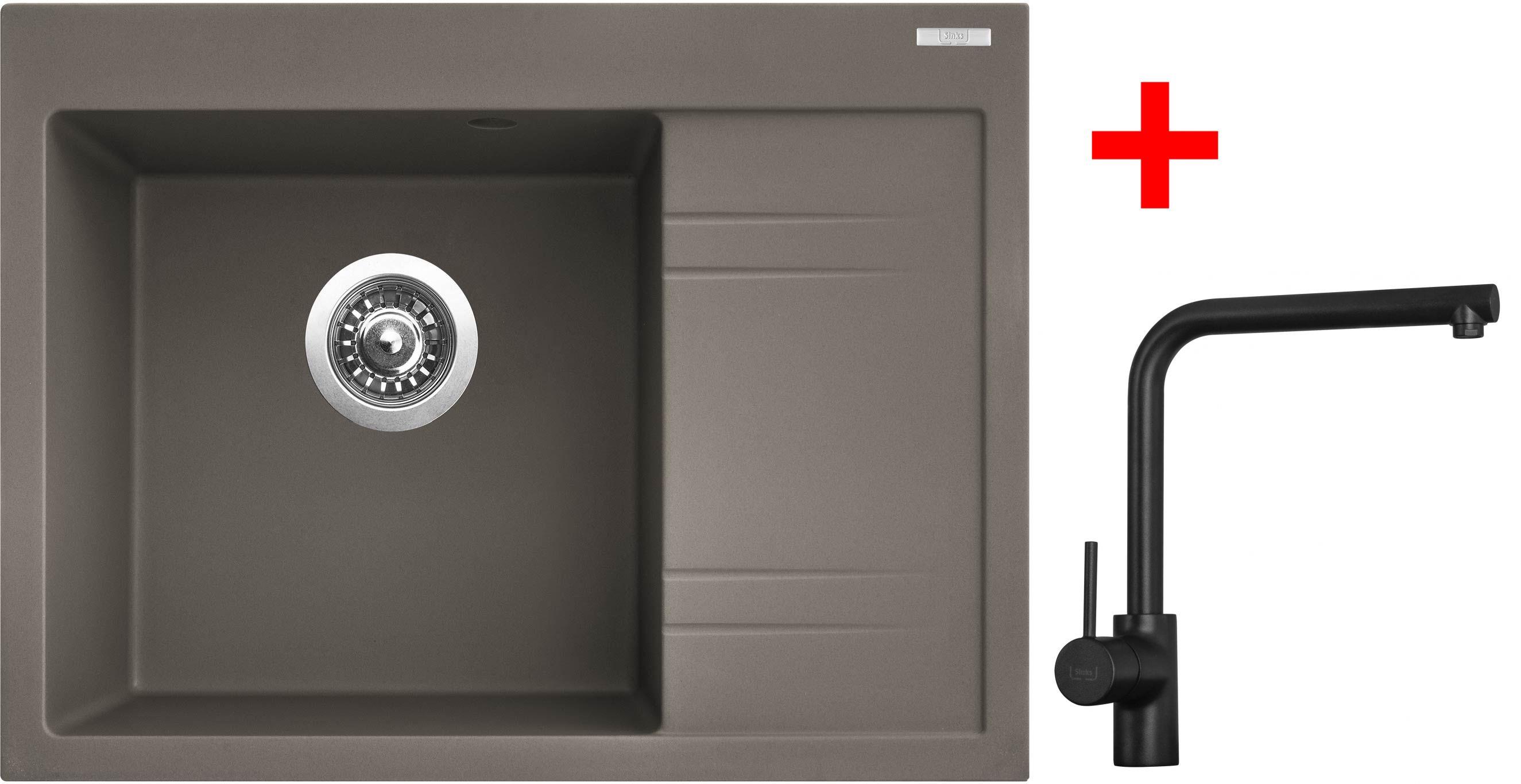 Sinks RIM 650 L Truffle + Elka čierna matná