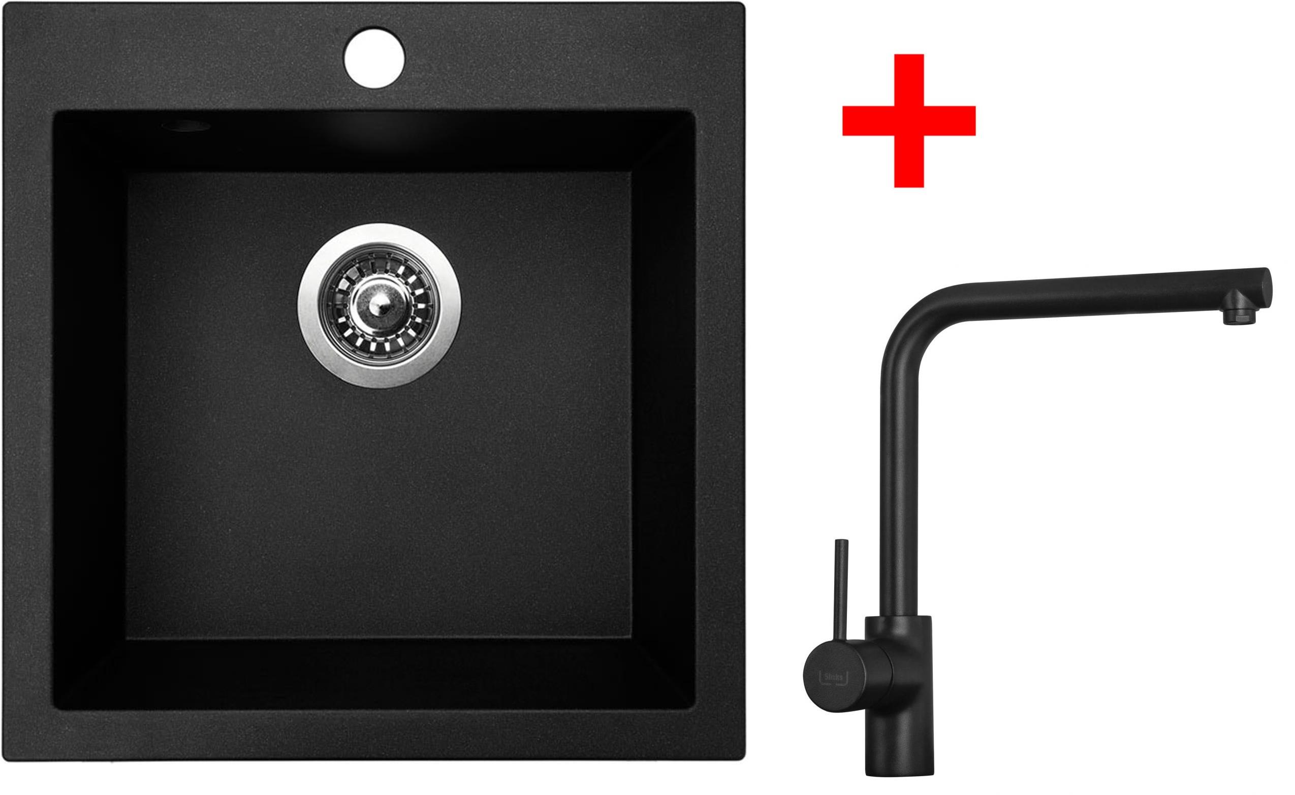 Sinks VIVA 455 Granblack + Elka čierna matná