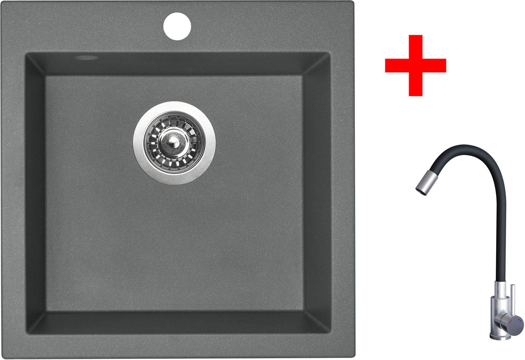 Sinks Viva 455 Titanium + Elasta nehrdzavejúca oceľ/čierny