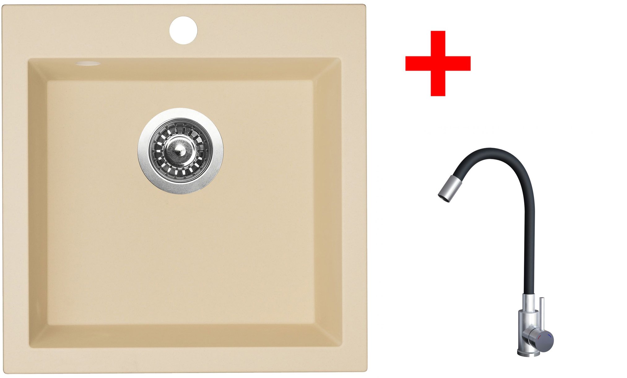 Sinks Viva 455 Sahara + Elasta nehrdzavejúca oceľ/čierny
