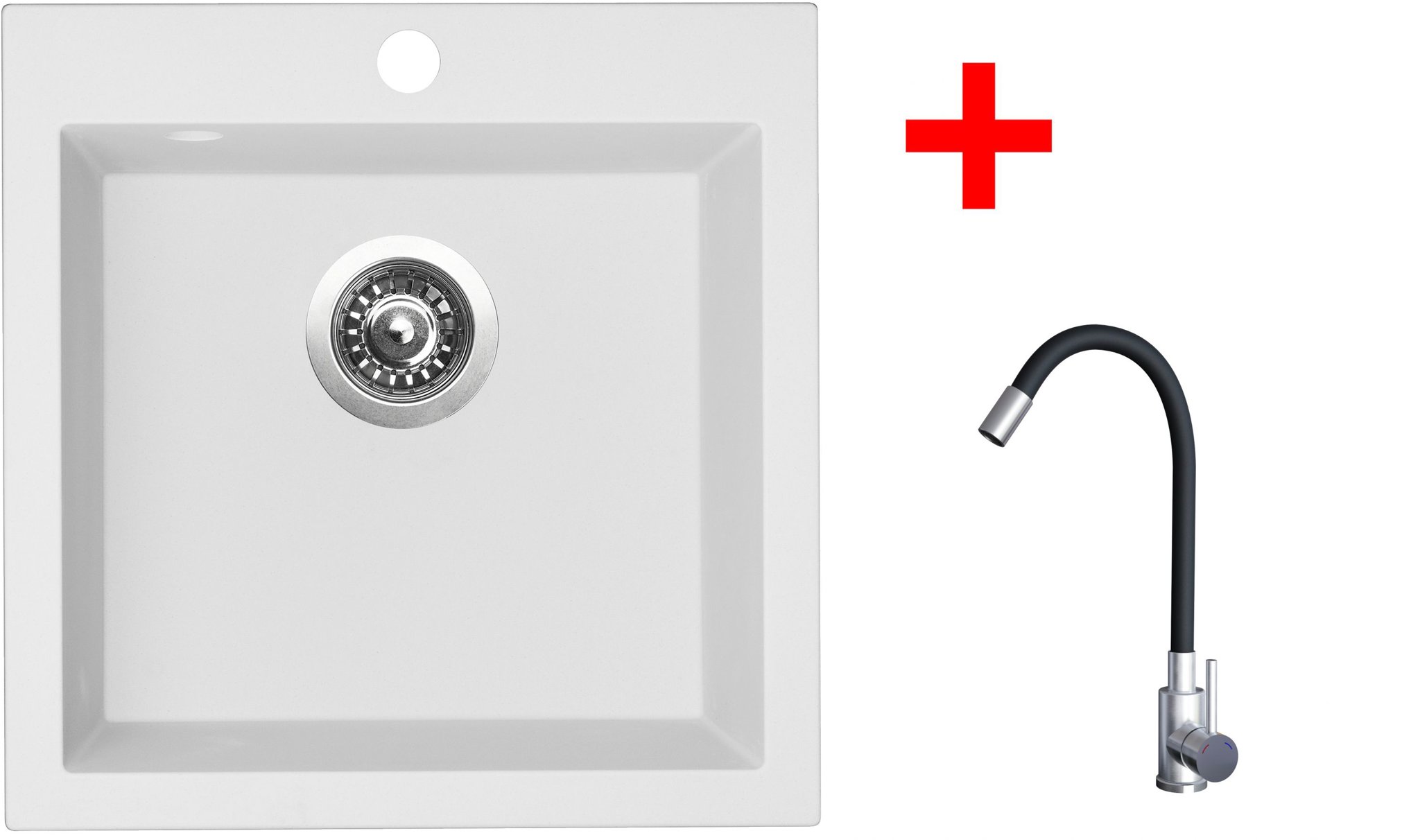 Sinks Viva 455 Milk + Elasta nehrdzavejúca oceľ/čierny