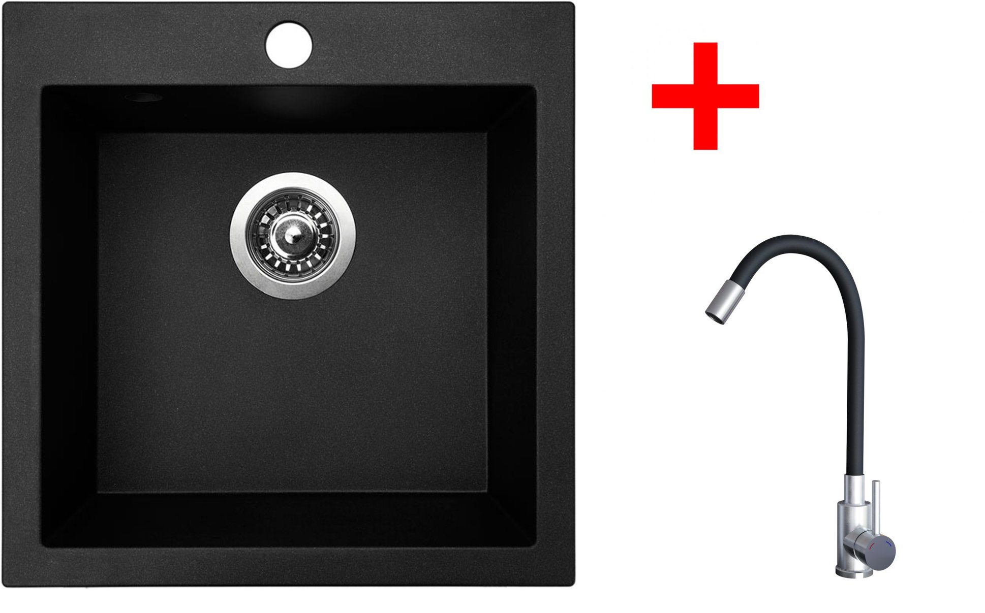 Sinks Viva 455 Granblack + Elasta nehrdzavejúca oceľ/čierny