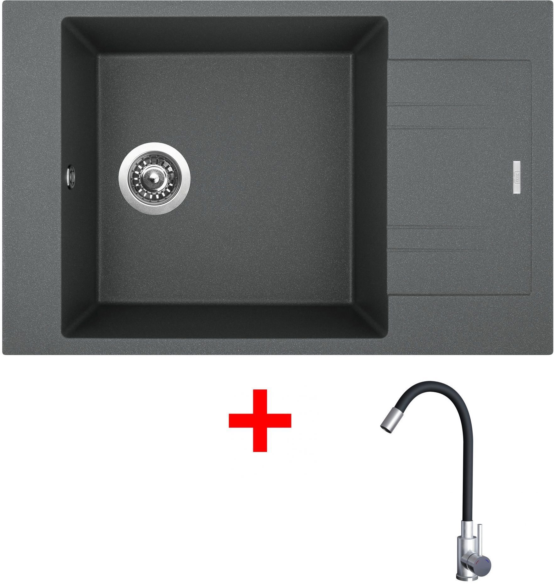 Sinks Vario 780 Titanium + Elasta nehrdzavejúca oceľ/čierny