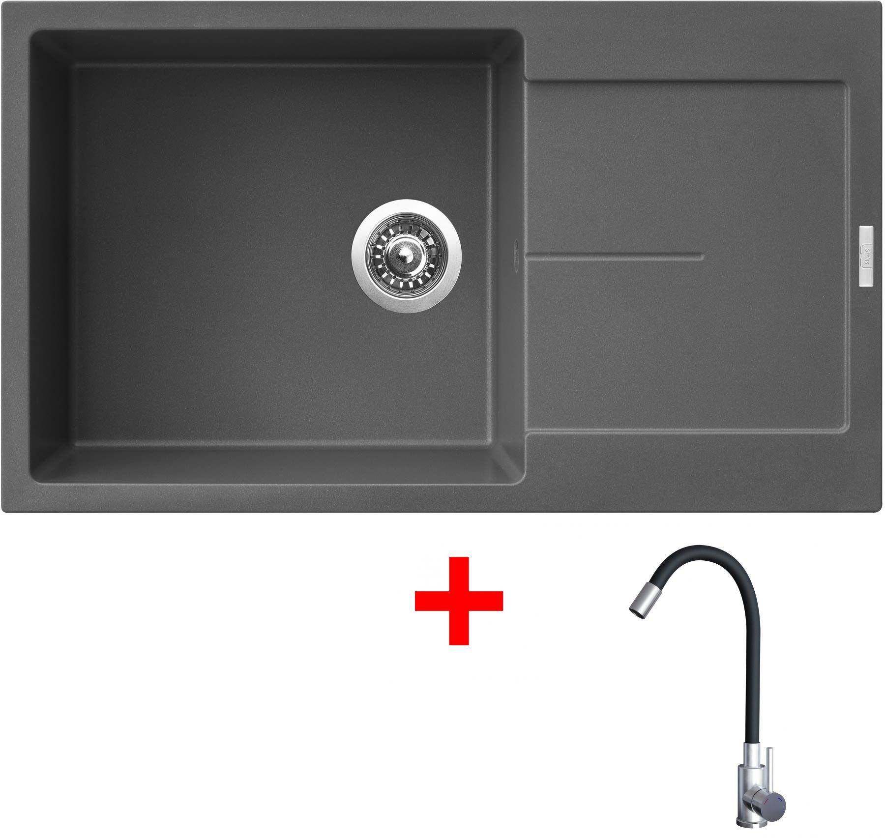 Sinks Ultima 860 XXL Titanium + Elasta nehrdzavejúca oceľ/čierny