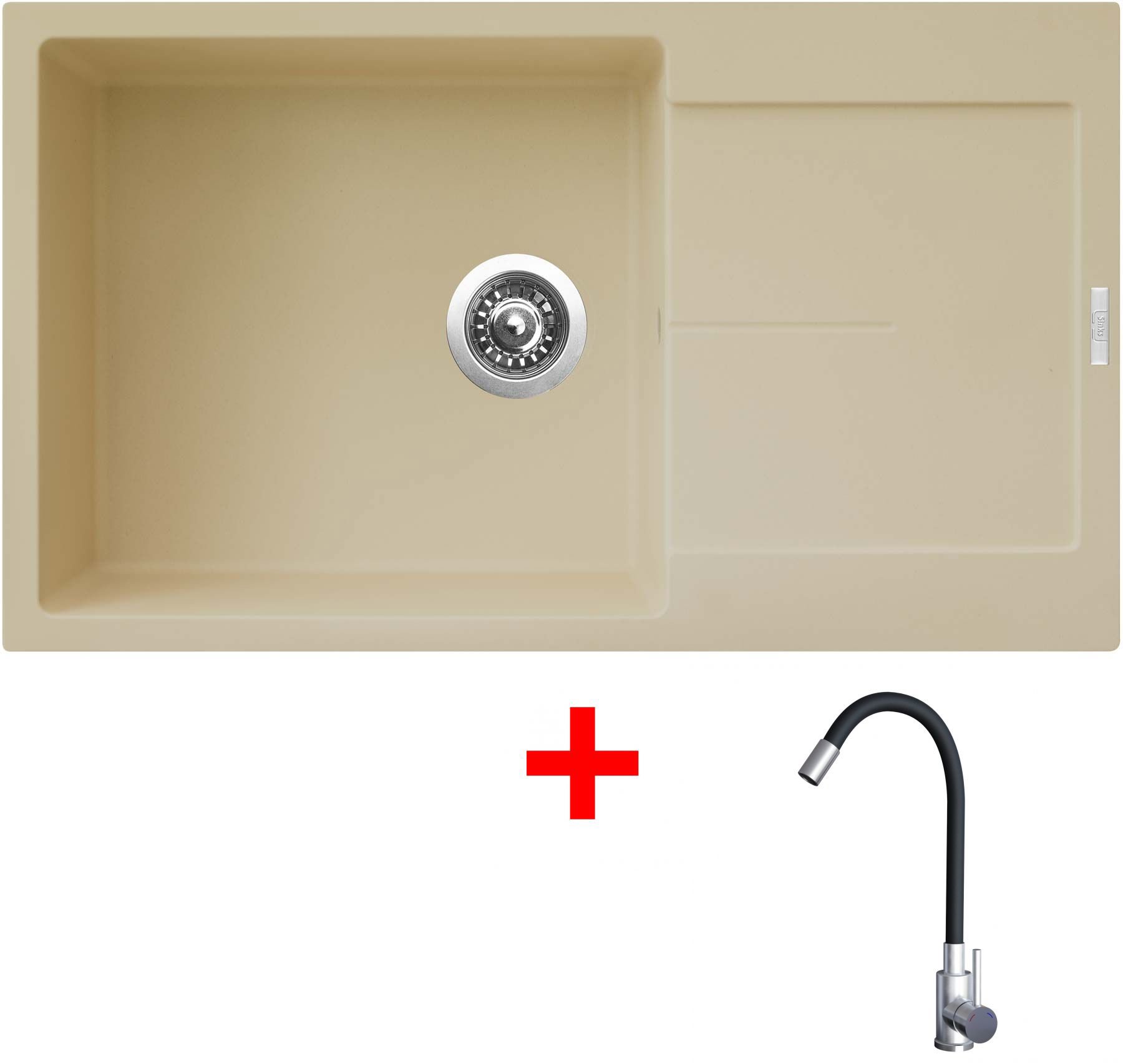 Sinks Ultima 860 XXL Sahara + Elasta nehrdzavejúca oceľ/čierny