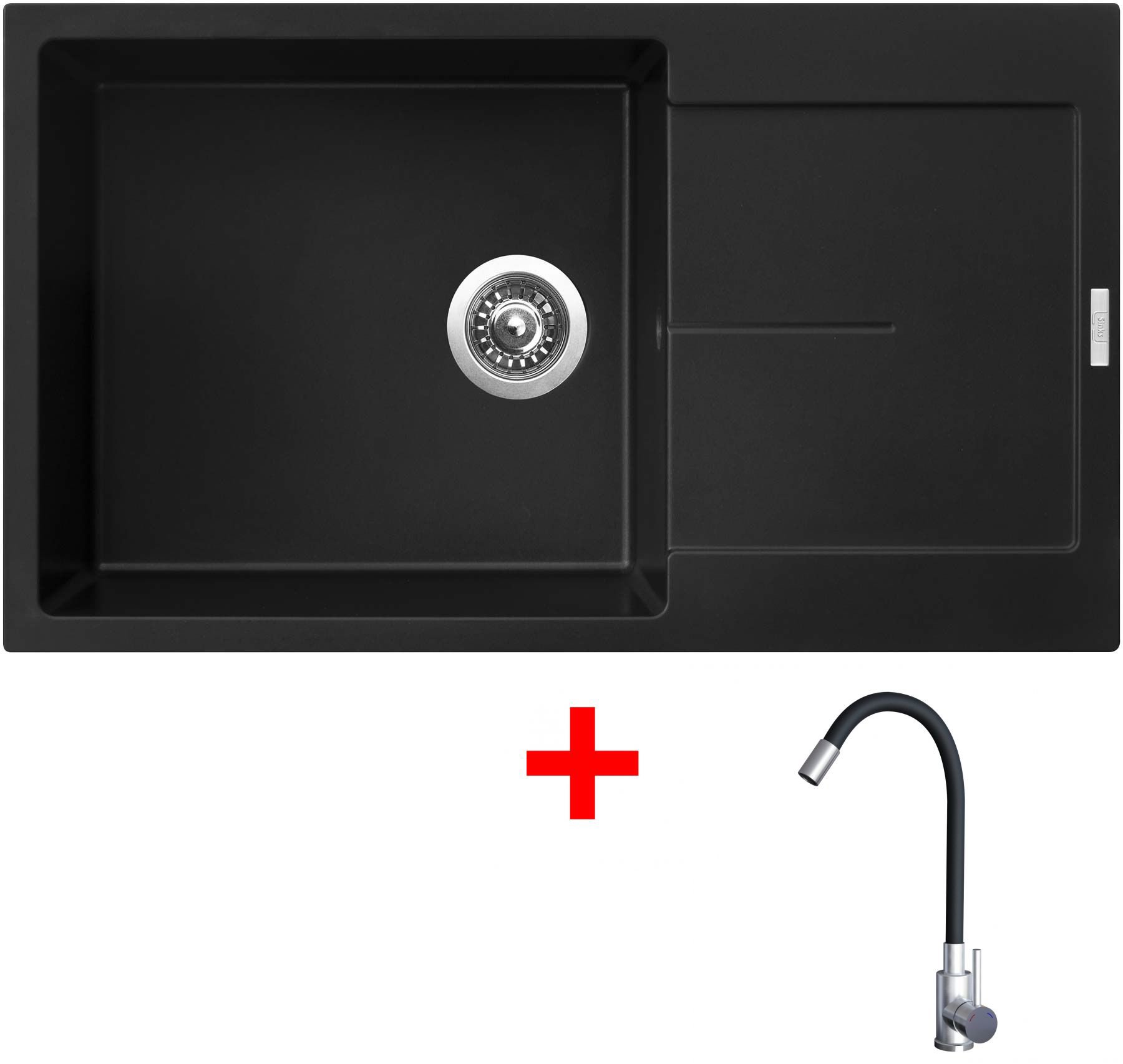 Sinks Ultima 860 XXL Pureblack + Elasta nehrdzavejúca oceľ/čierny
