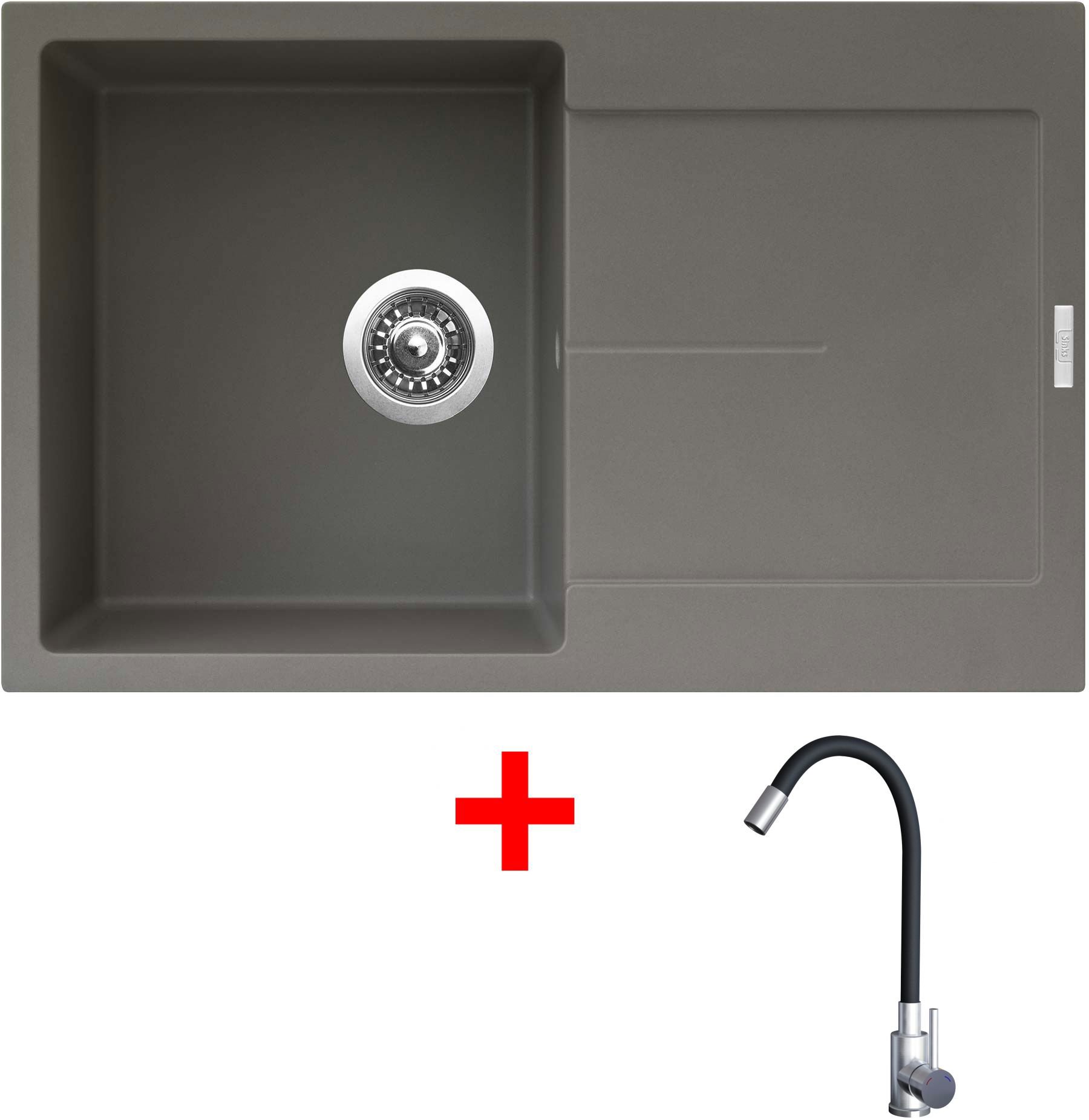 Sinks Ultima 790 Truffle + Elasta nehrdzavejúca oceľ/čierny