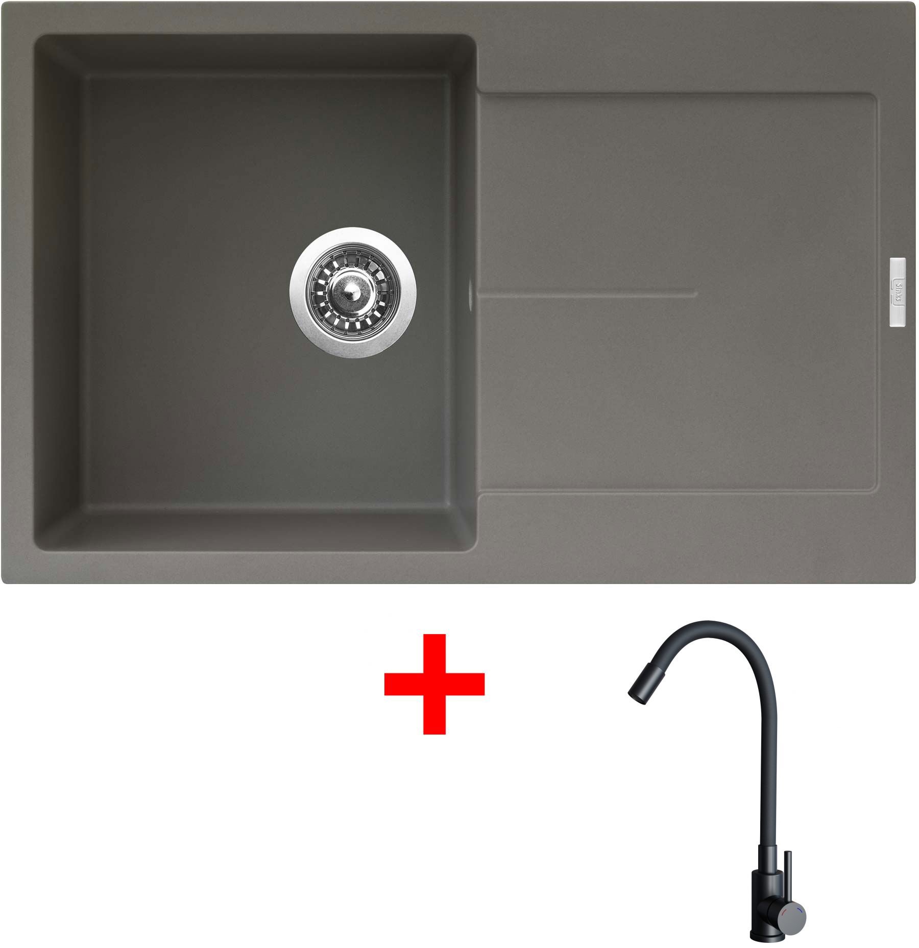 Sinks Ultima 790 Truffle + Elasta čierny matný