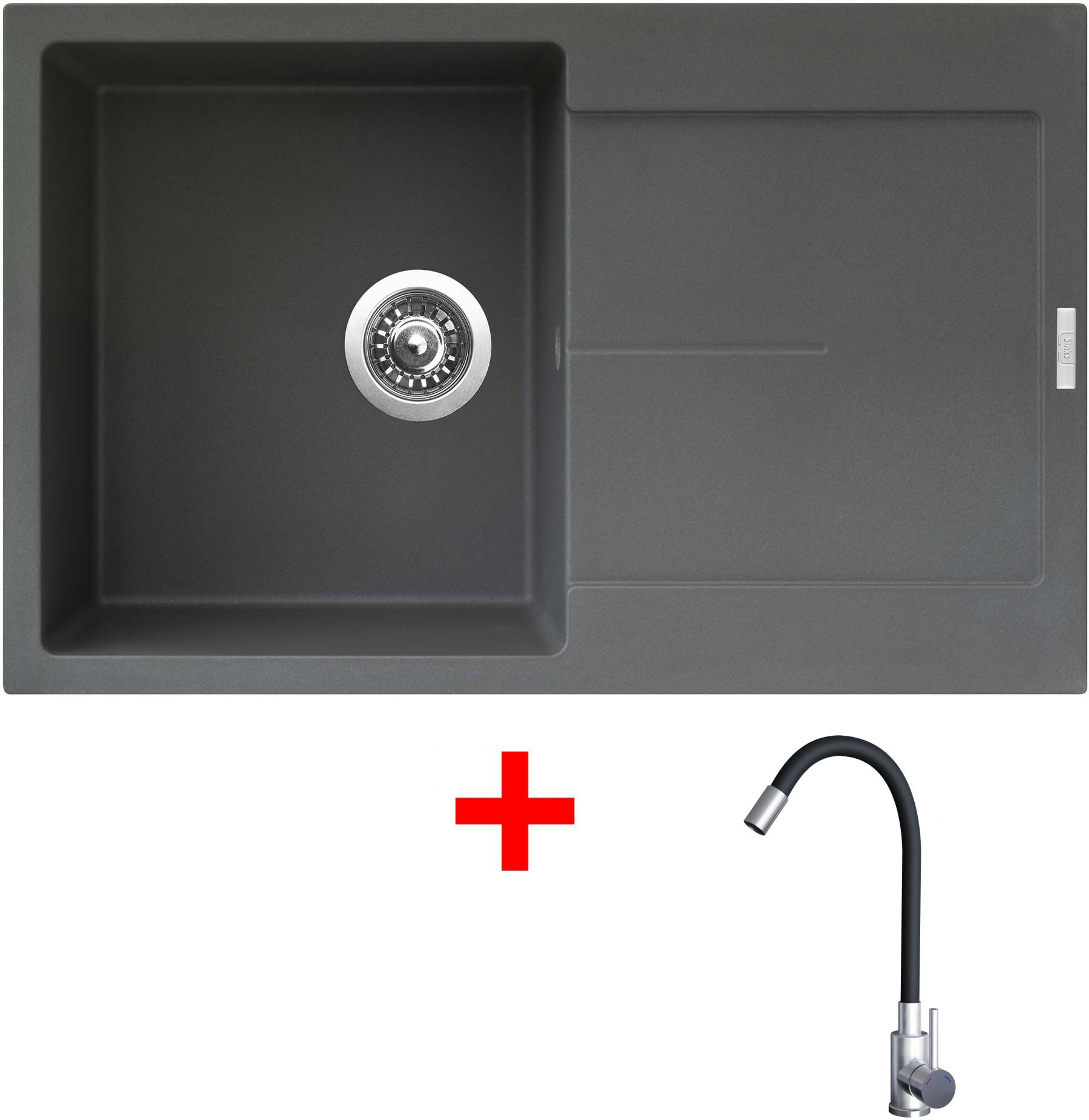 Sinks Ultima 790 Titanium + Elasta nehrdzavejúca oceľ/čierny