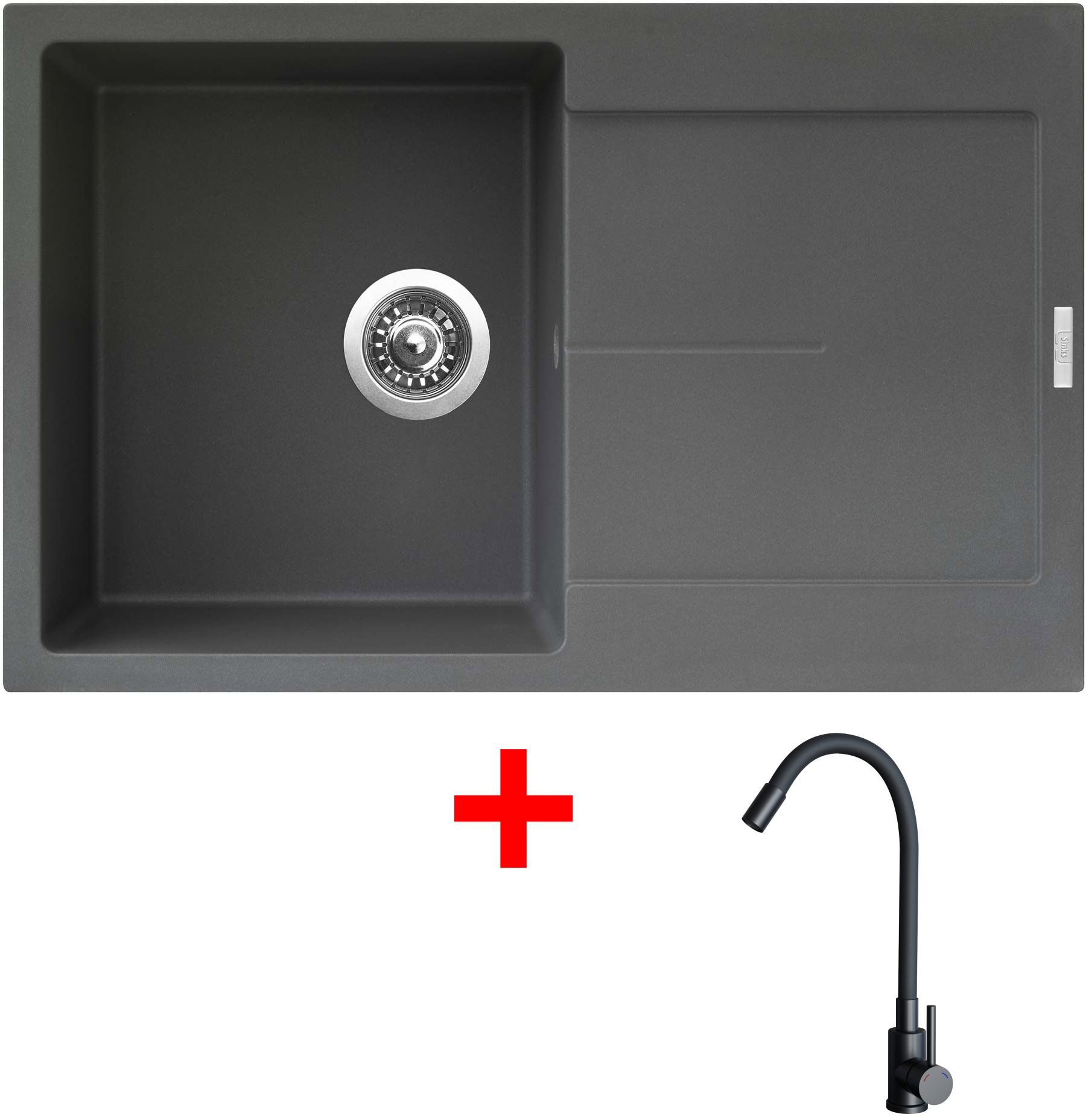 Sinks Ultima 790 Titanium + Elasta čierny matný