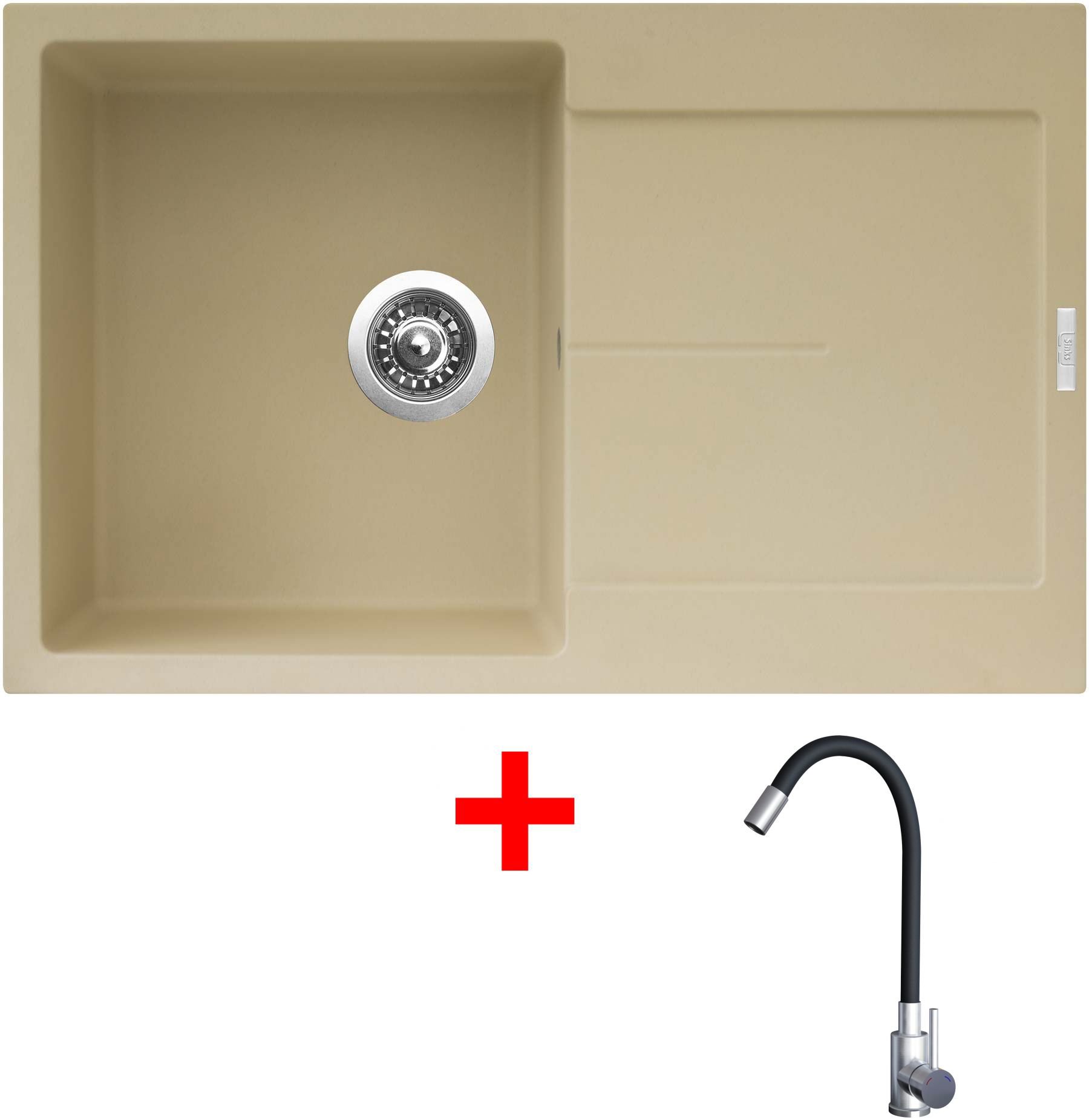 Sinks Ultima 790 Sahara + Elasta nehrdzavejúca oceľ/čierny