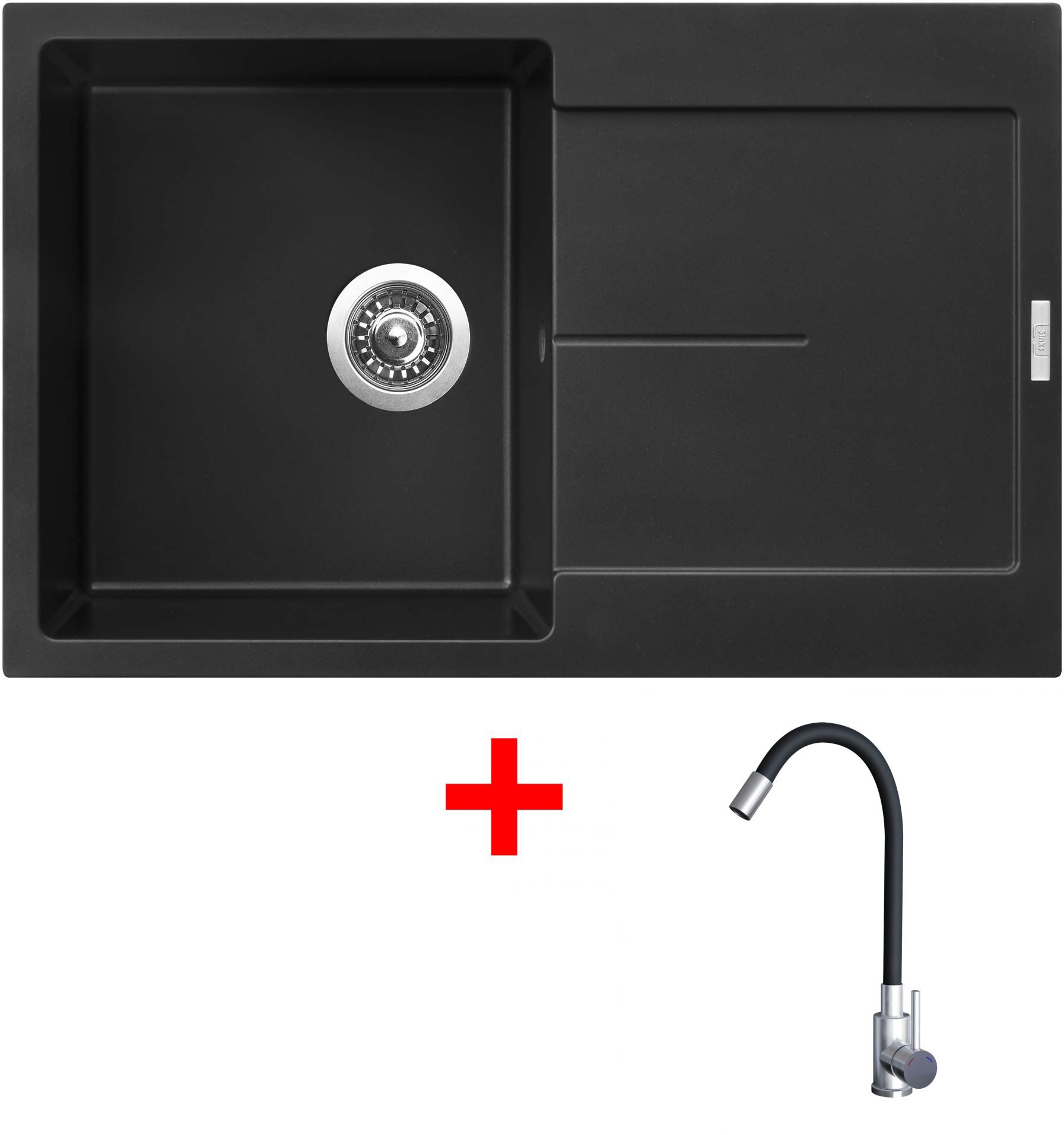 Sinks Ultima 790 Pureblack + Elasta nehrdzavejúca oceľ/čierny