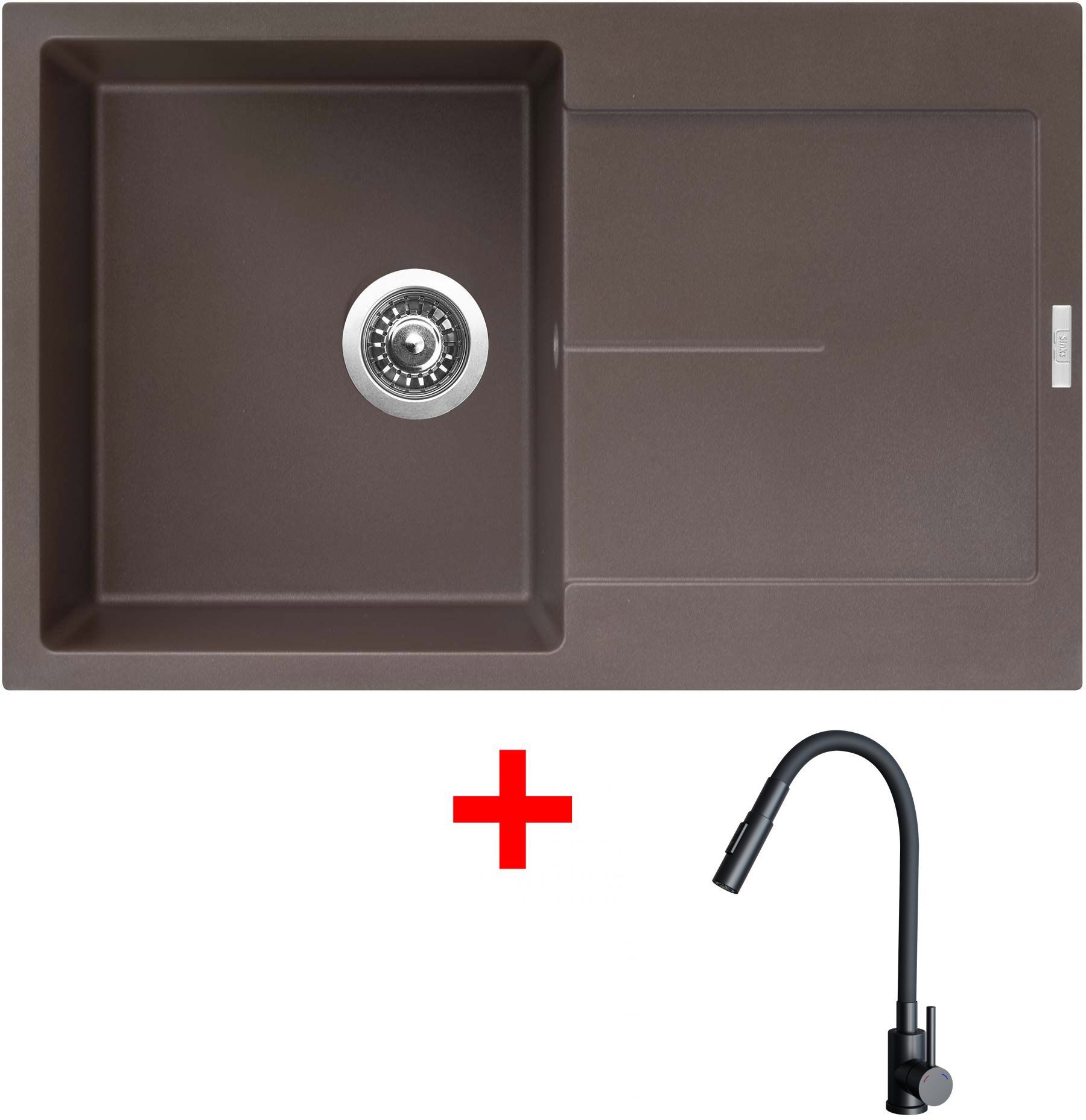 Sinks Ultima 790 Marone + Elasta S čierna matná