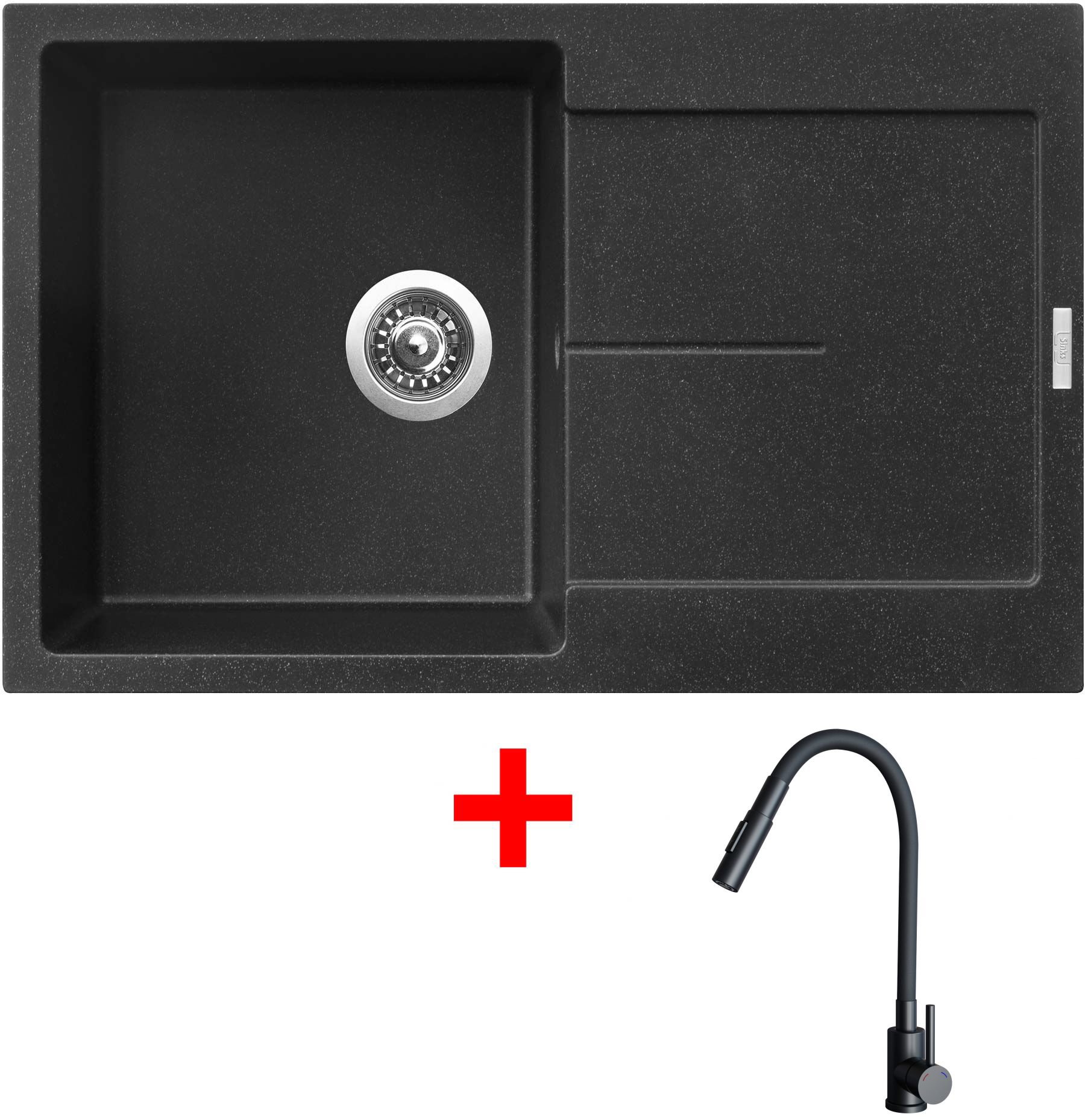 Sinks Ultima 790 Granblack + Elasta S čierny matný