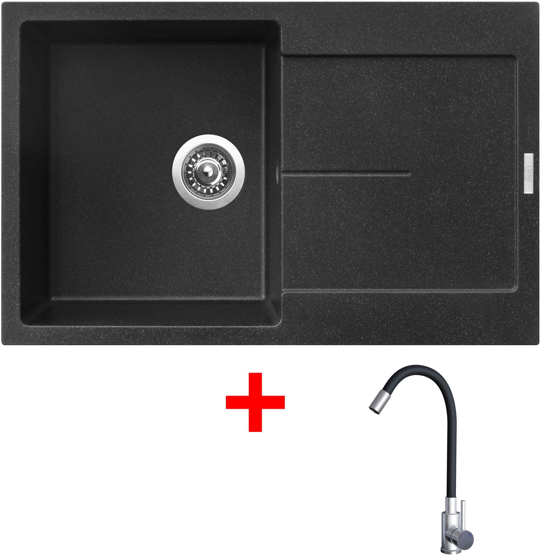 Sinks Ultima 790 Granblack + Elasta nehrdzavejúca oceľ/čierny
