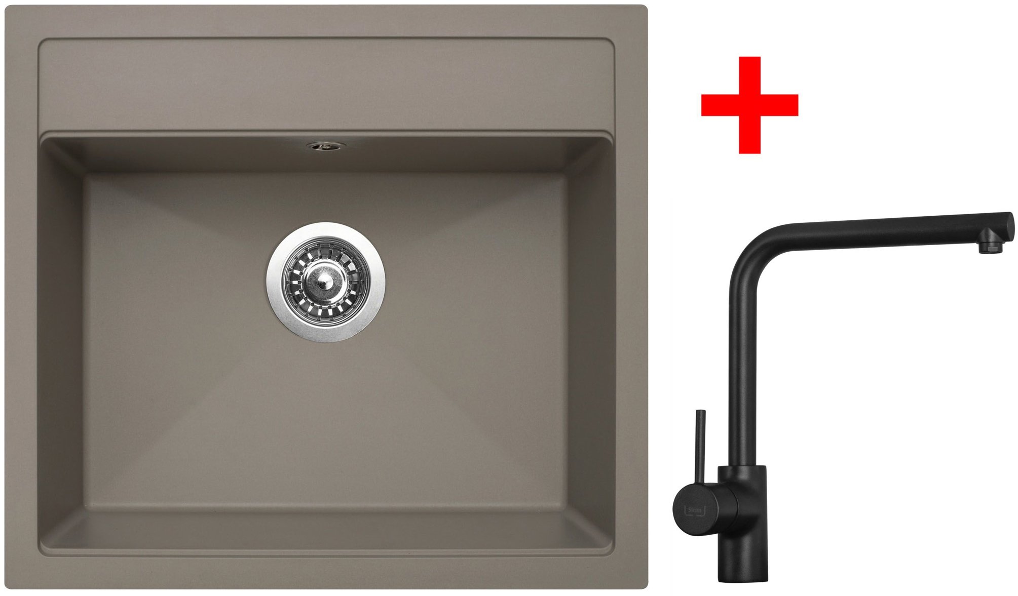 Sinks Solo 560 Truffle + Elka čierny matný