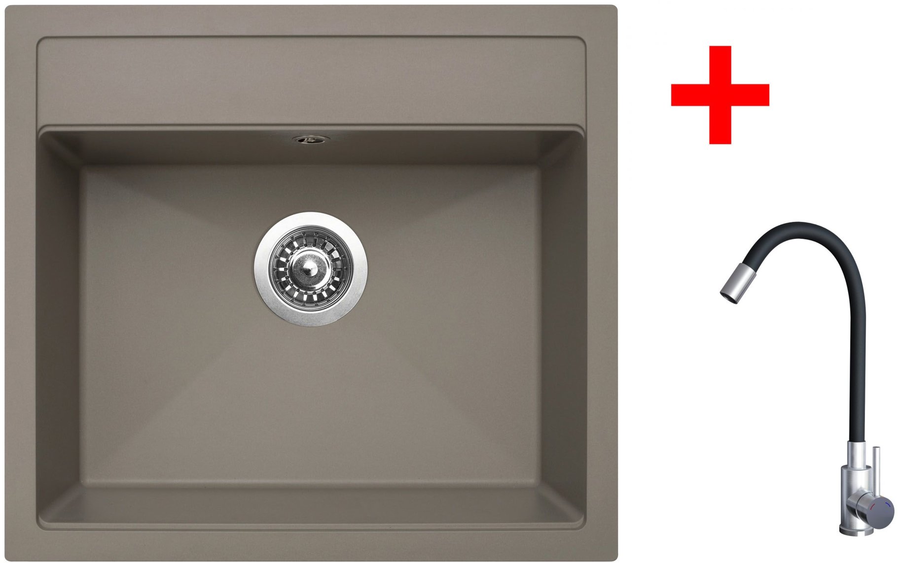 Sinks Solo 560 Truffle + Elasta nehrdzavejúca oceľ/čierny