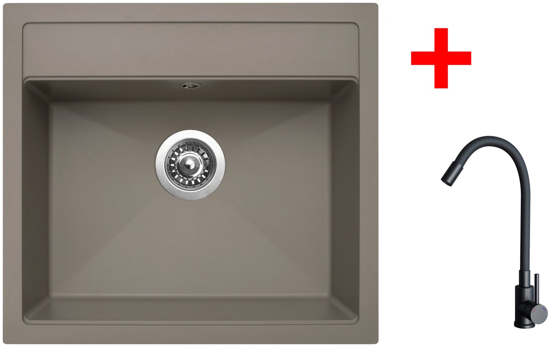 Sinks Solo 560 Truffle + Elasta čierny matný