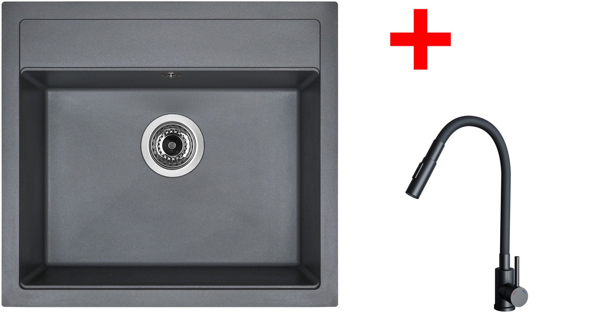 Sinks Solo 560 Titanium + Elasta S čierny matný