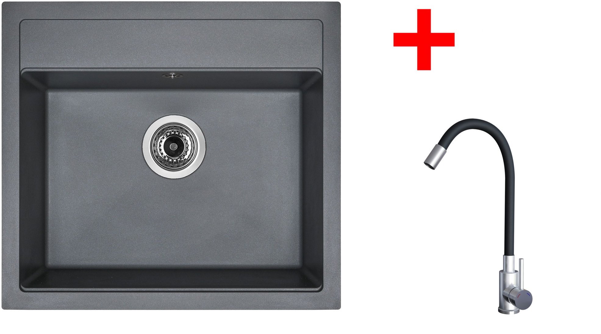Sinks Solo 560 Titanium + Elasta nehrdzavejúca oceľ/čierny