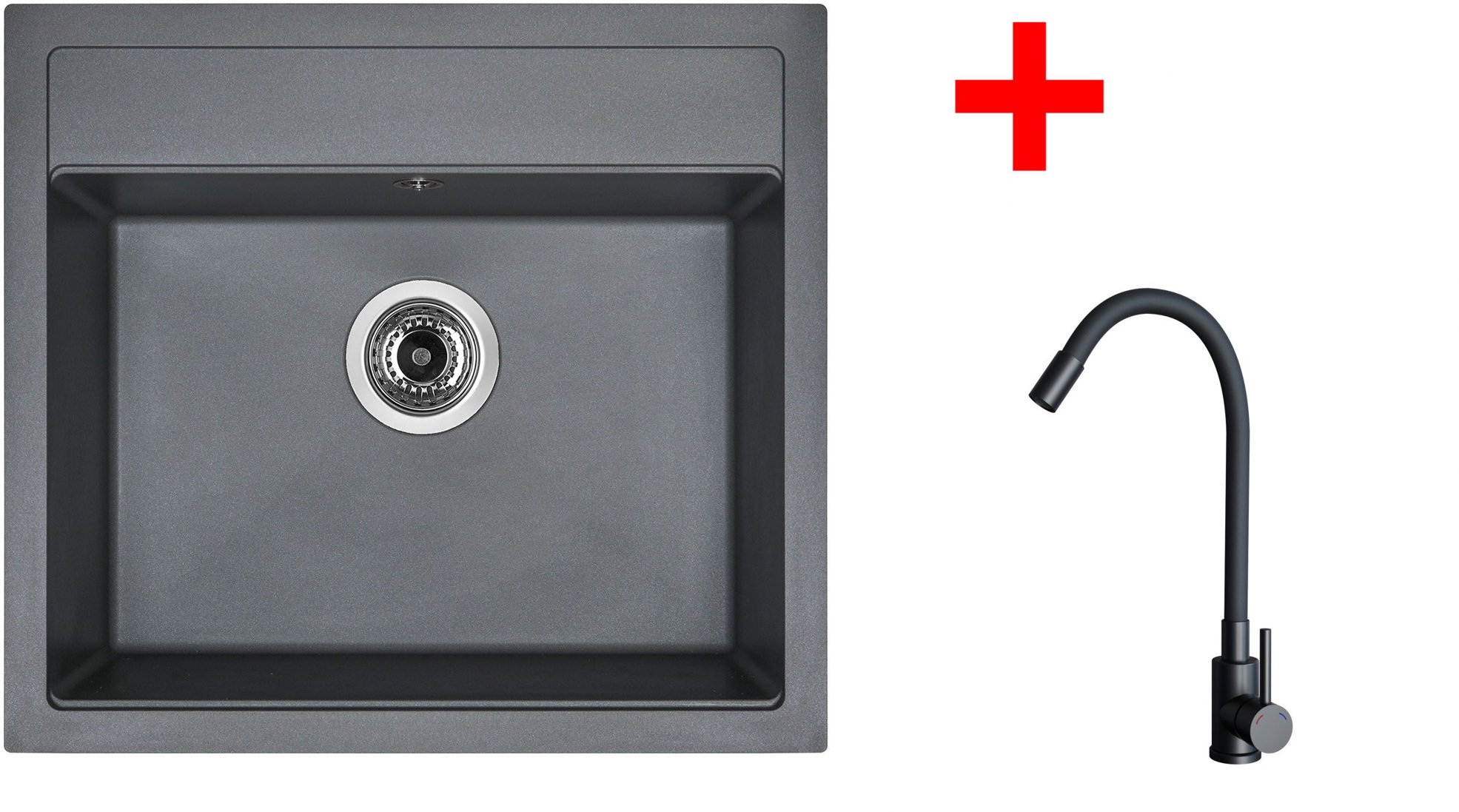 Sinks Solo 560 Titanium + Elasta čierny matný