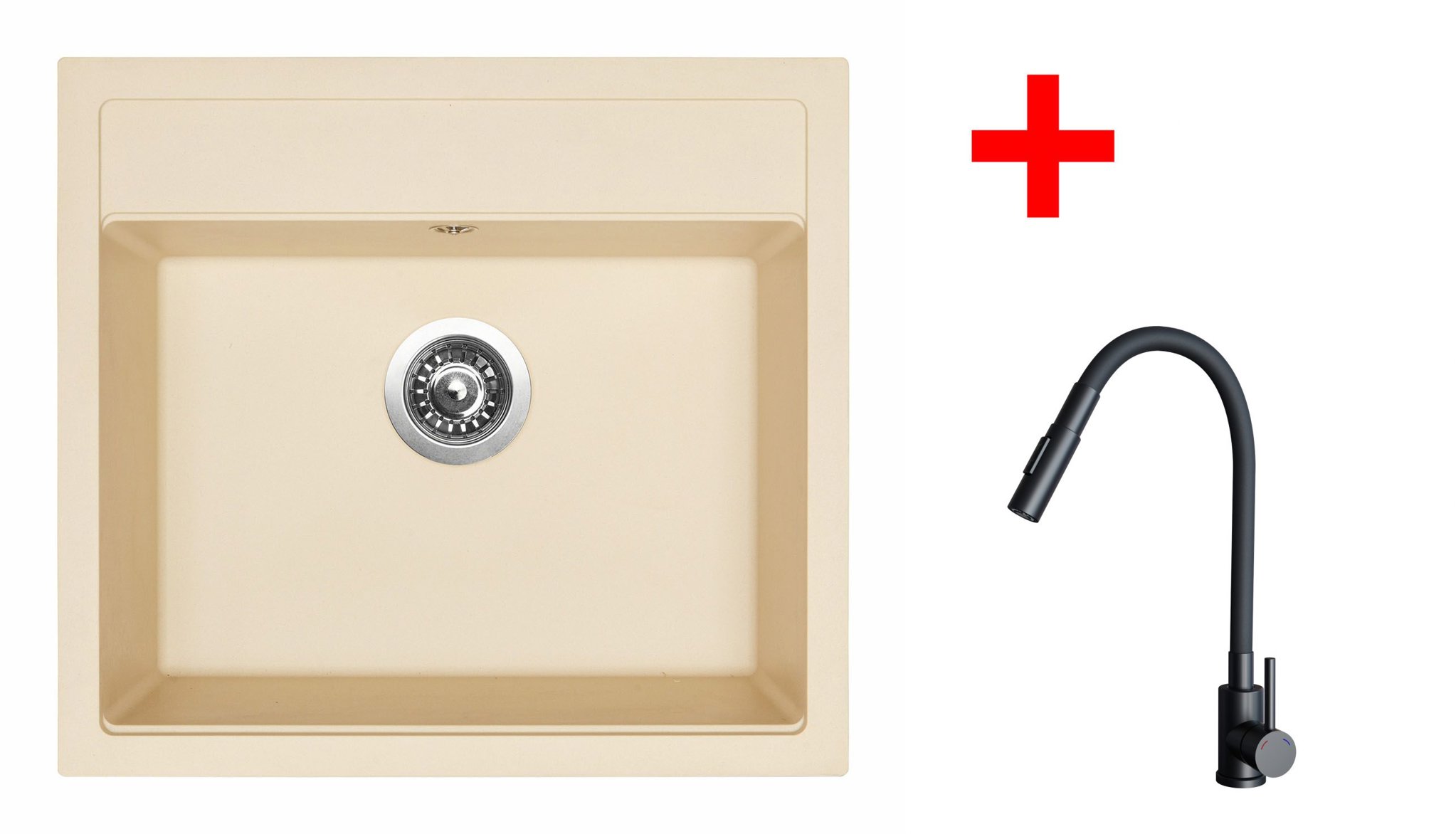 Sinks Solo 560 Sahara + Elasta S čierny matný