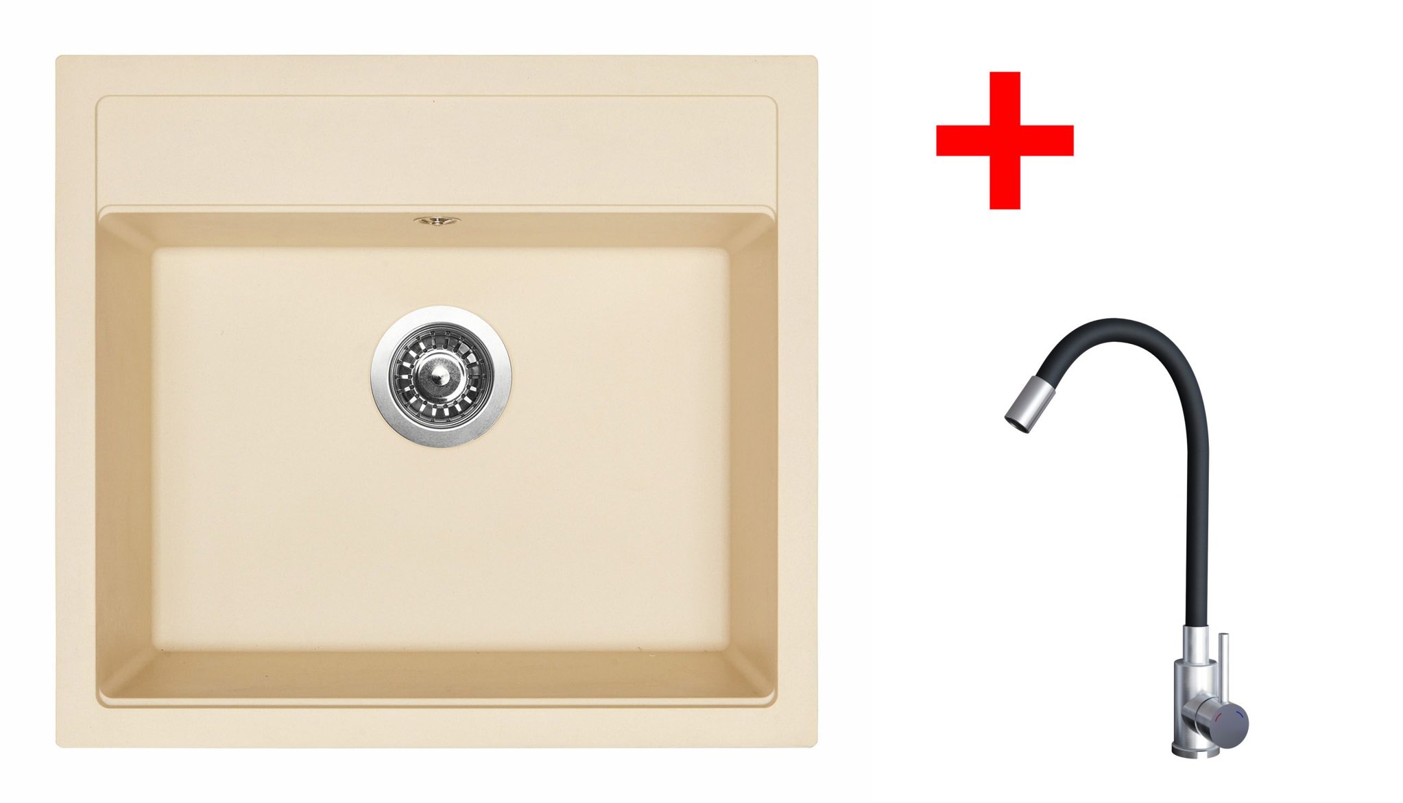 Sinks Solo 560 Sahara + Elasta nehrdzavejúca oceľ/čierna