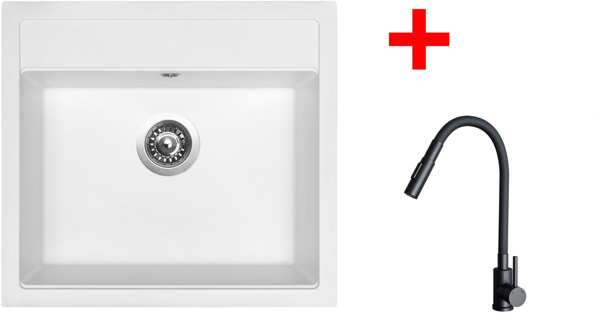 Sinks Solo 560 Milk + Elasta S čierny matný