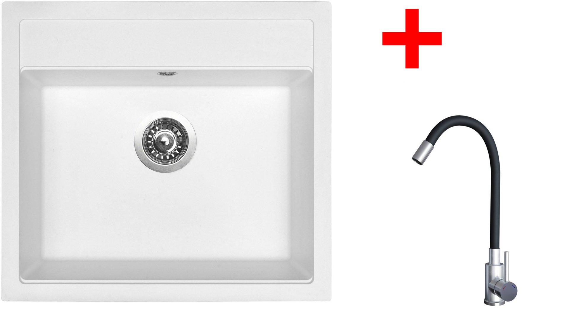 Sinks Solo 560 Milk + Elasta nehrdzavejúca oceľ/čierny
