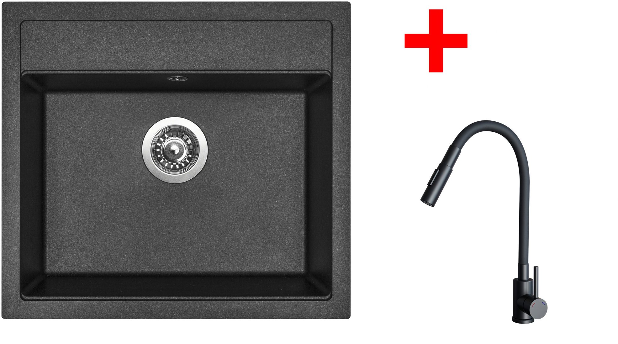 Sinks Solo 560 Metalblack + Elasta S čierny matný
