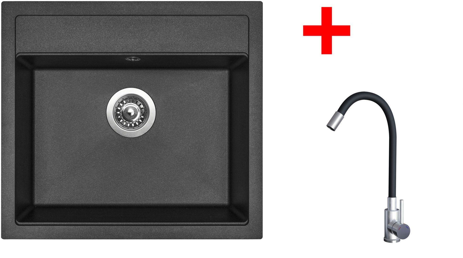 Sinks Solo 560 Metalblack + Elasta nehrdzavejúca oceľ/čierny