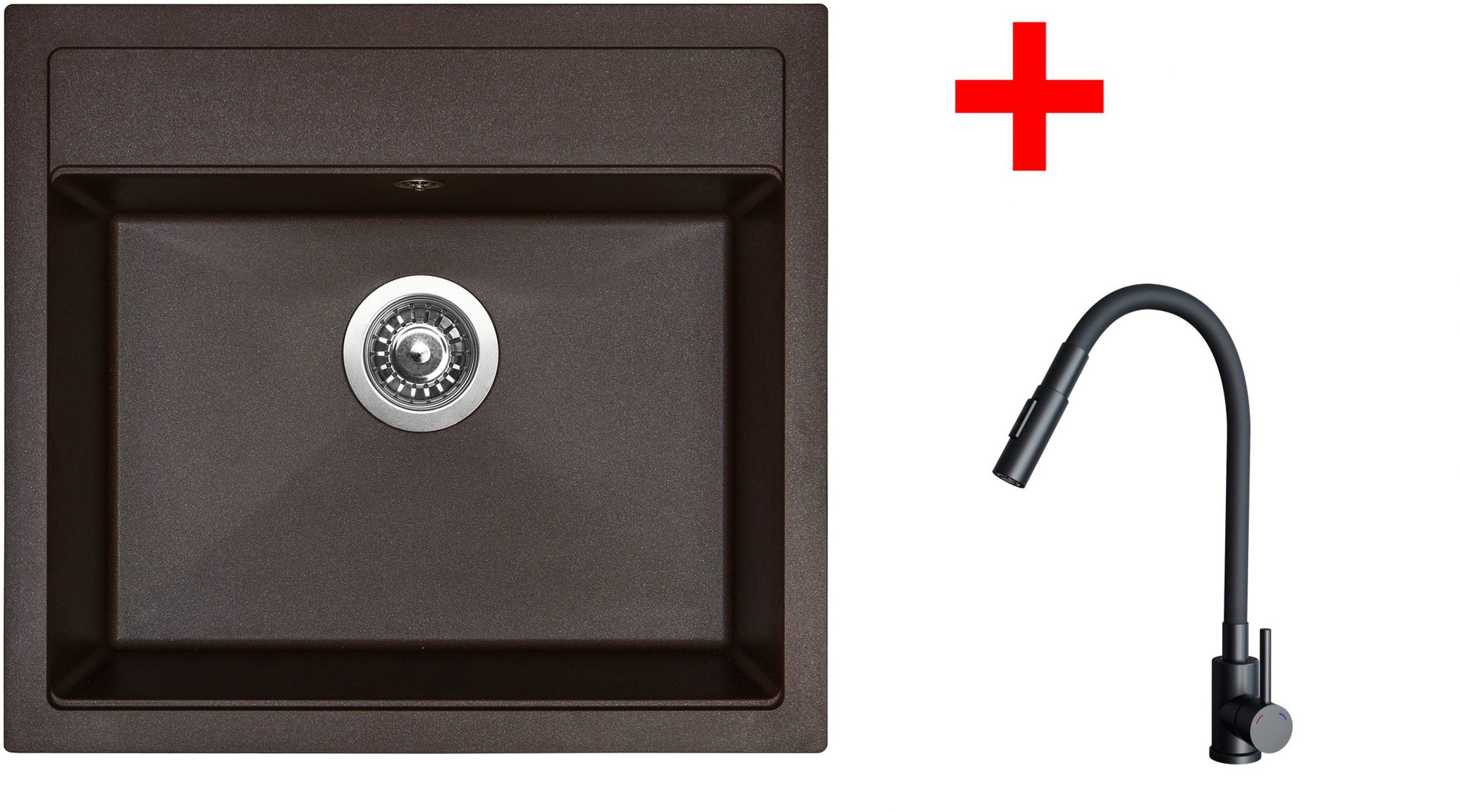 Sinks Solo 560 Marone + Elasta S čierny matný