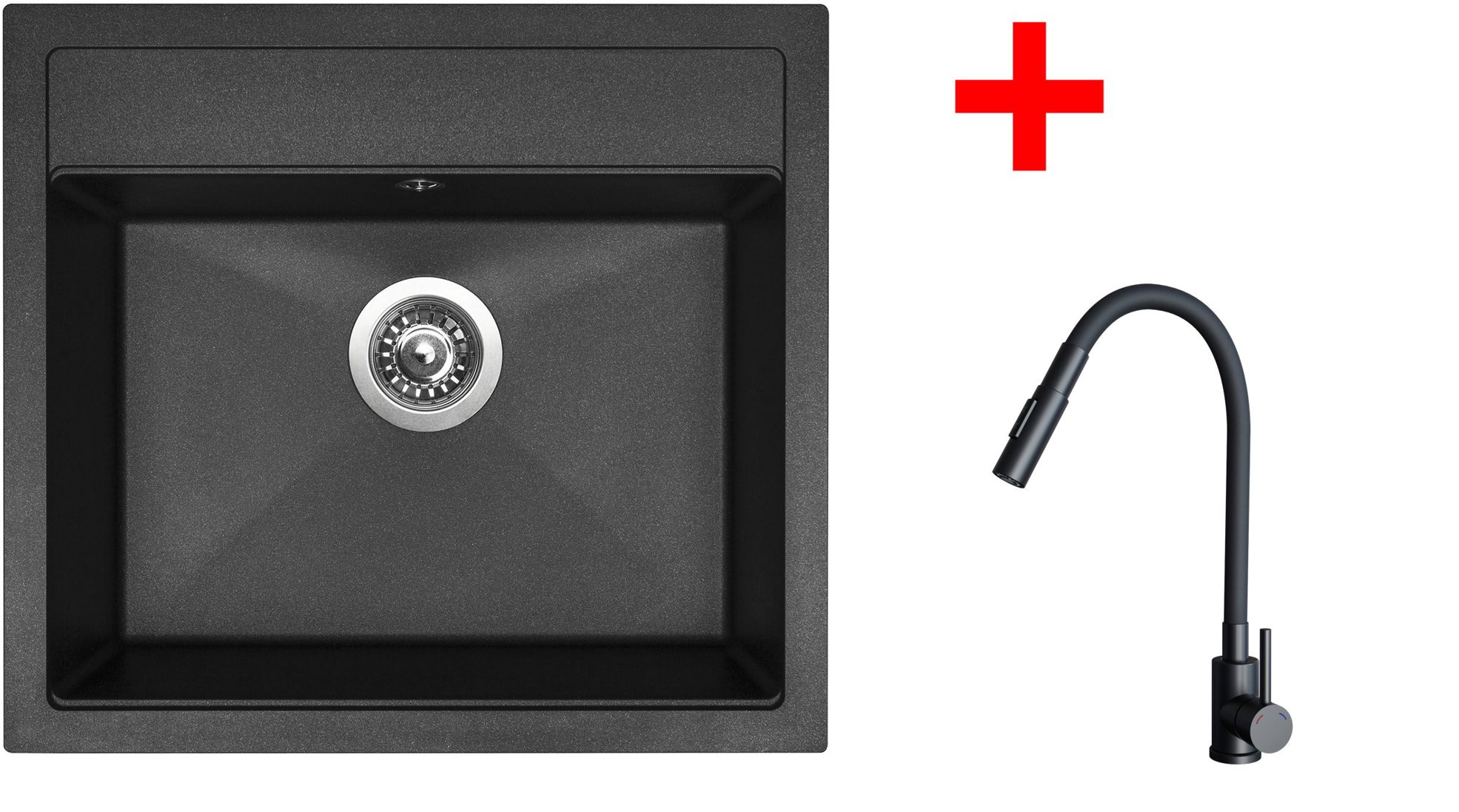 Sinks Solo 560 Granblack + Elasta S čierny matný