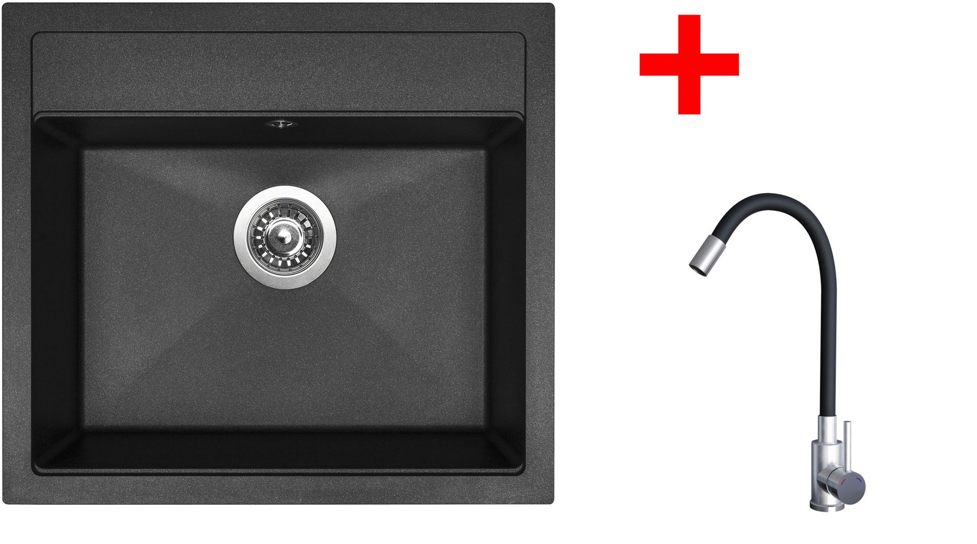 Sinks Solo 560 Granblack + Elasta nehrdzavejúca oceľ/čierny