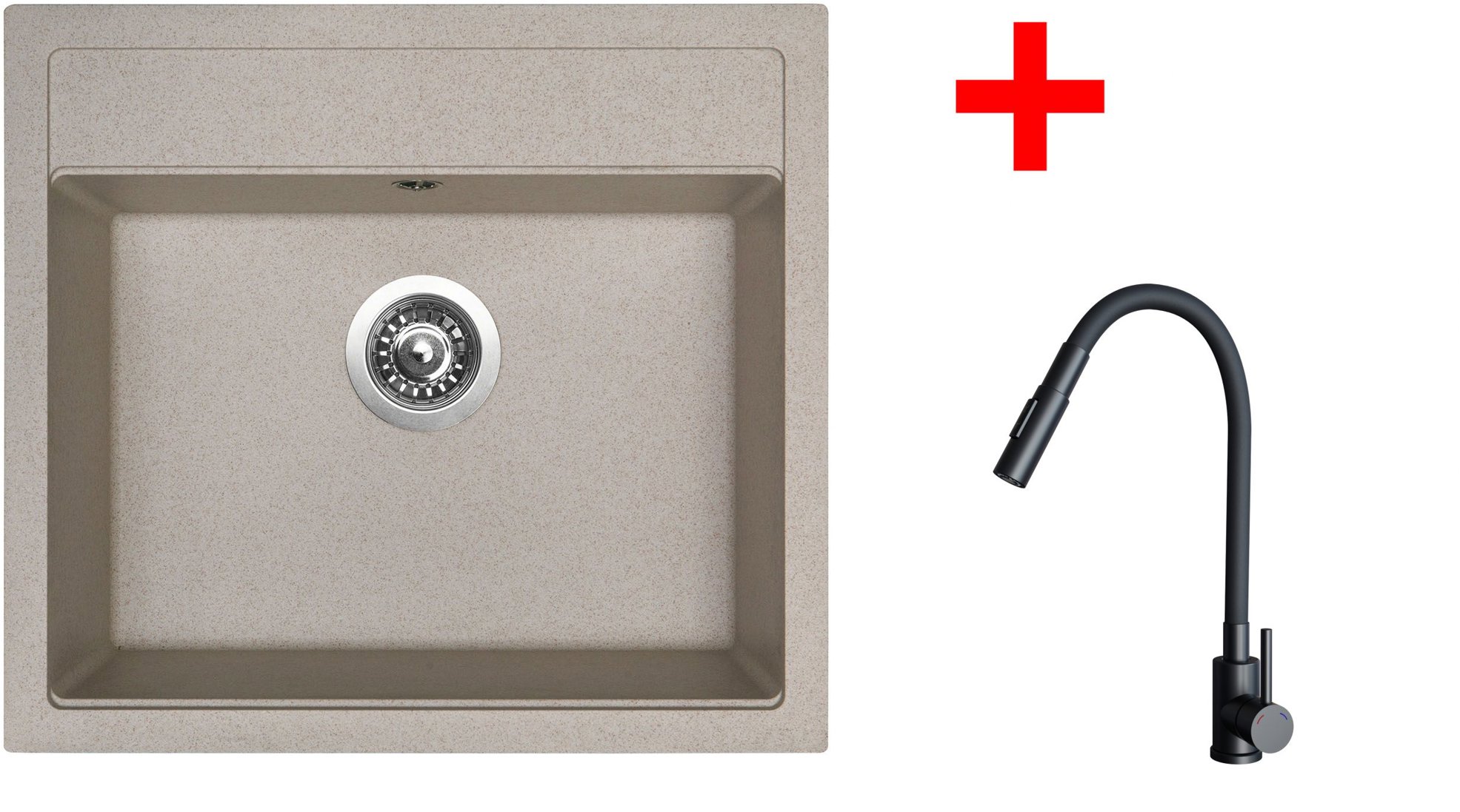 Sinks Solo 560 Avena + Elasta S čierny matný