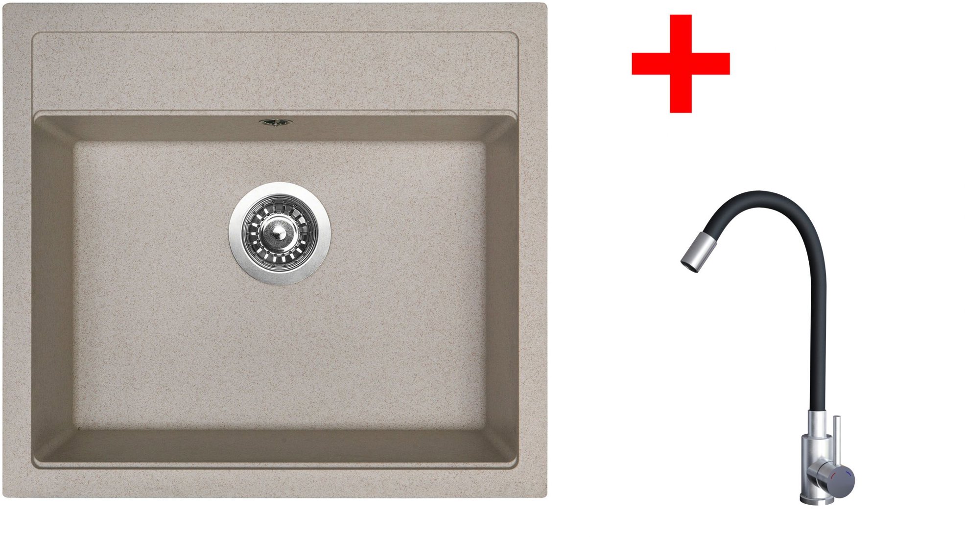 Sinks Solo 560 Avena + Elasta nehrdzavejúca oceľ/čierny