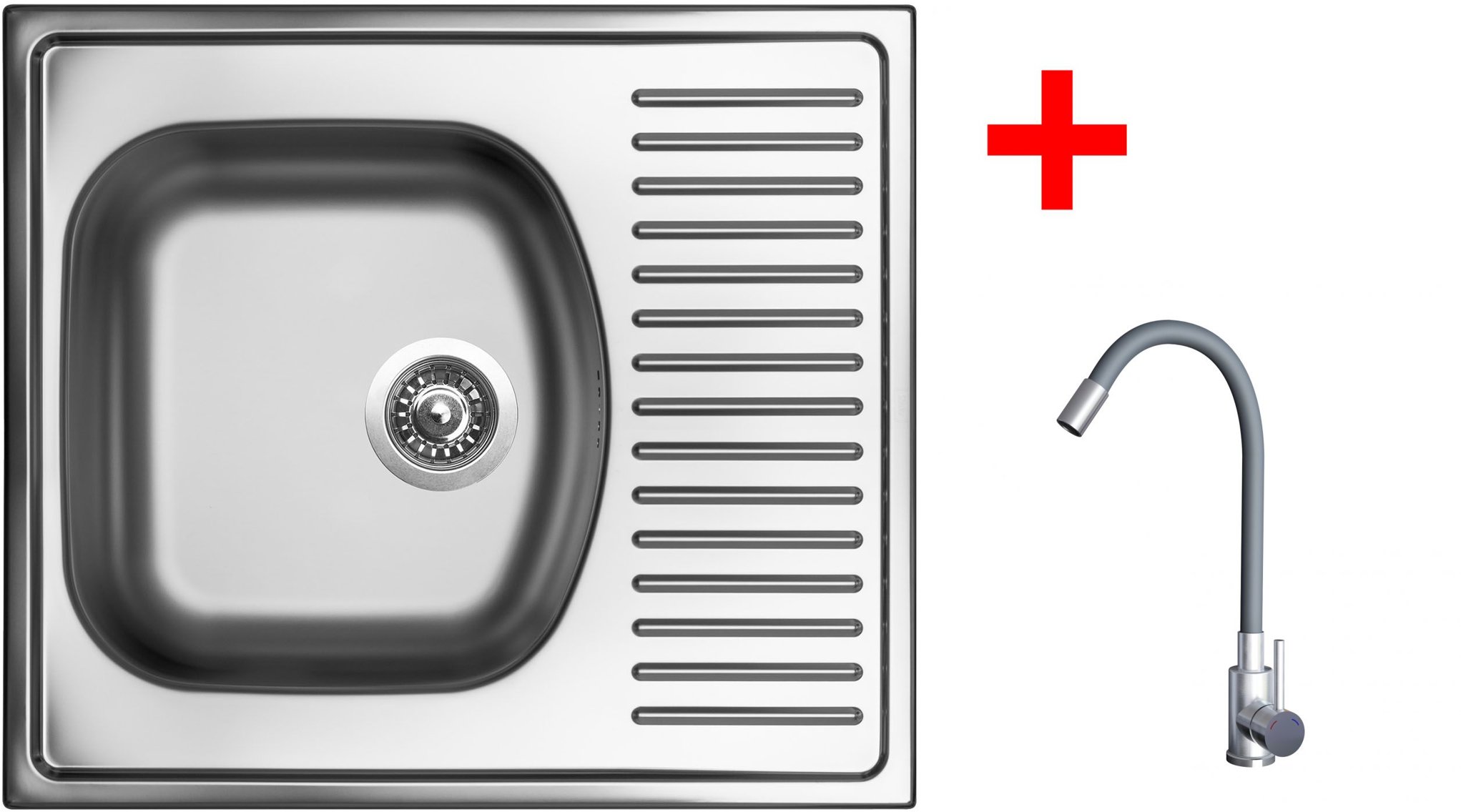 Sinks Short 580 + Elasta nehrdzavejúca oceľ/sivý