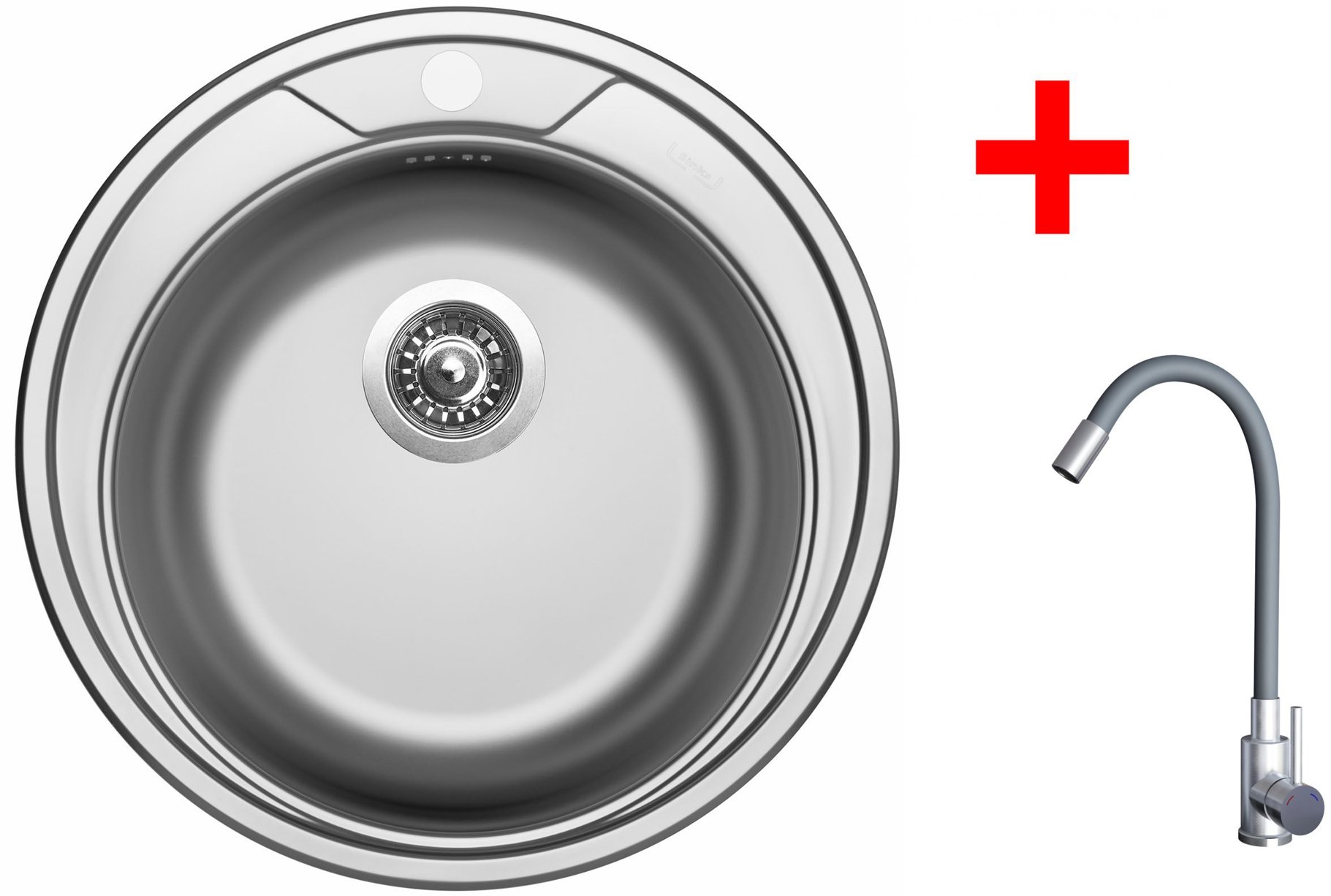 Sinks Round 510 + Elasta nehrdzavejúca oceľ/sivý
