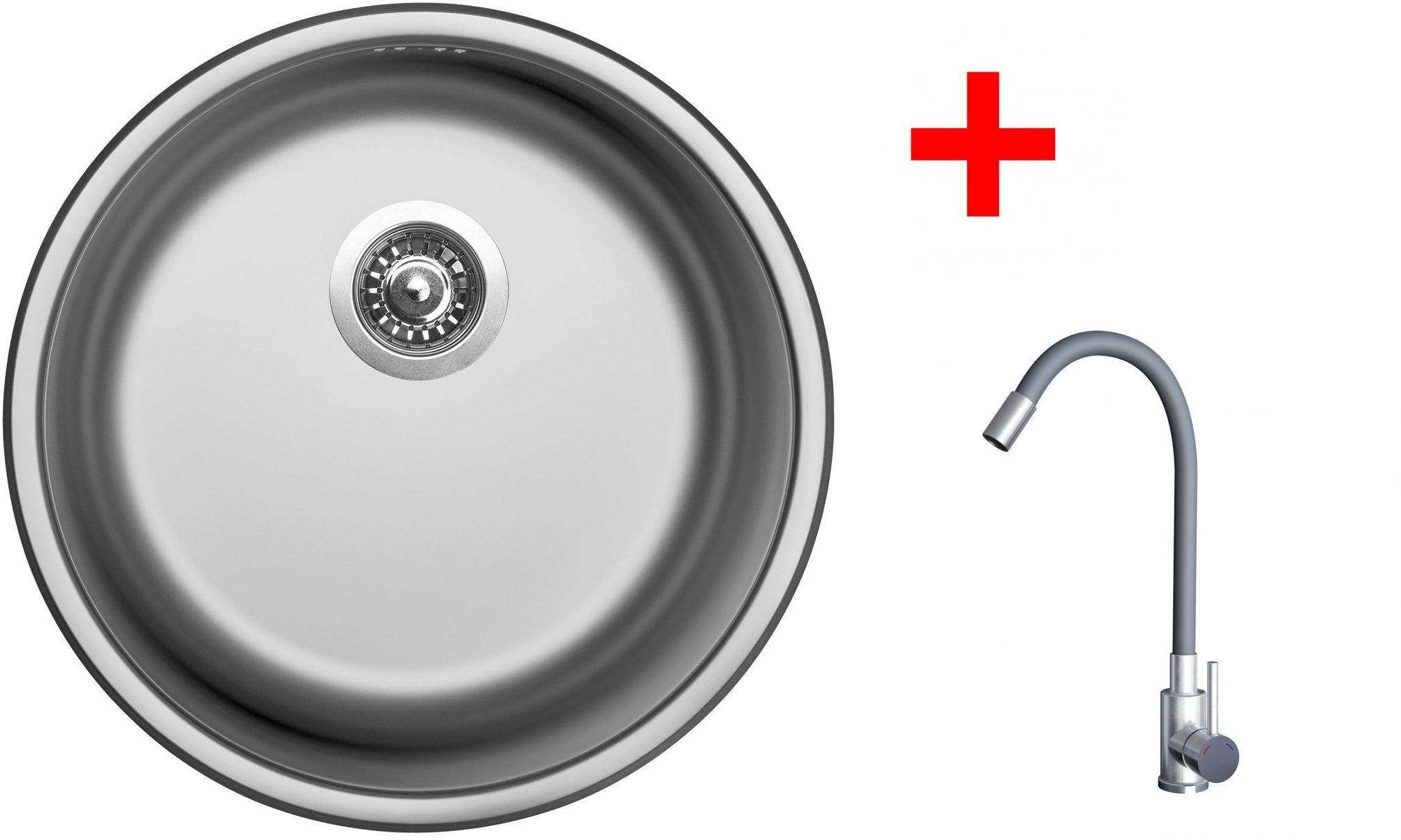 Sinks Round 450 + Elasta nehrdzavejúca oceľ/sivý