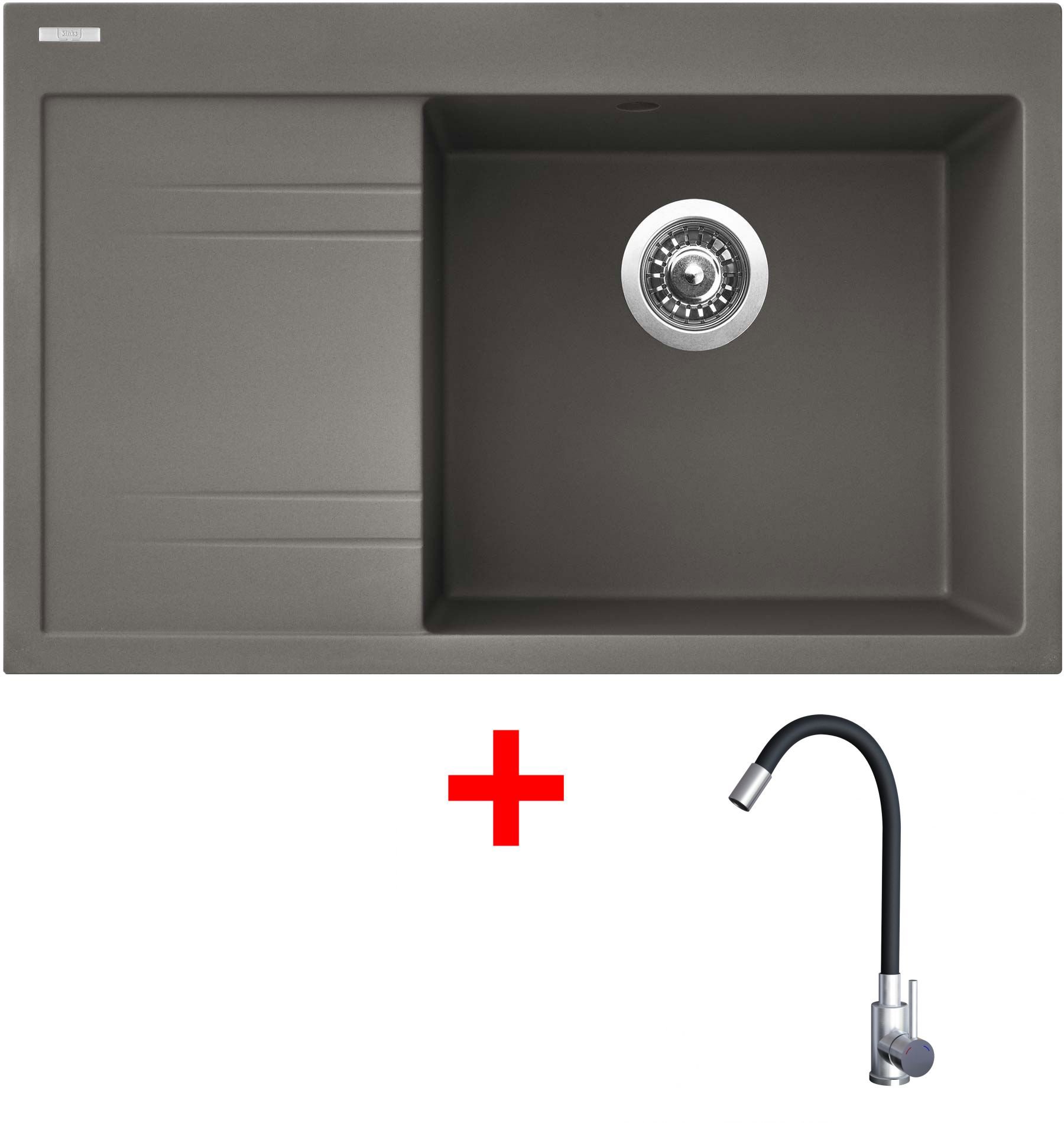 Sinks Rim 780 P Truffle + Elasta nehrdzavejúca oceľ/čierny