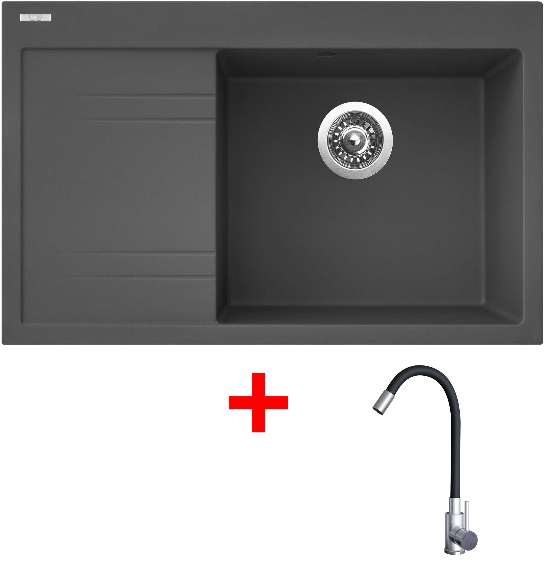 Sinks Rim 780 P Titanium + Elasta nehrdzavejúca oceľ/čierny