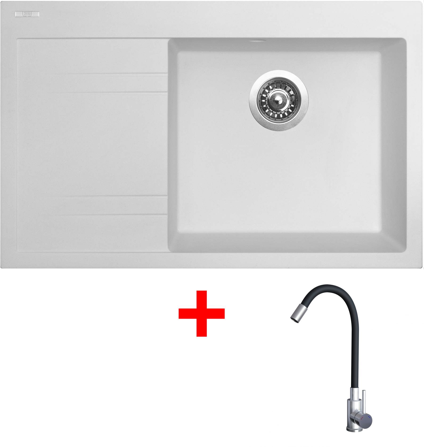 Sinks Rim 780 P Milk + Elasta nehrdzavejúca oceľ/čierny
